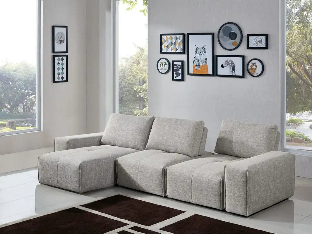 Jazz Reversible Sectional – Barley Fabric with Adjustable Backrests - Best Buy Furniture