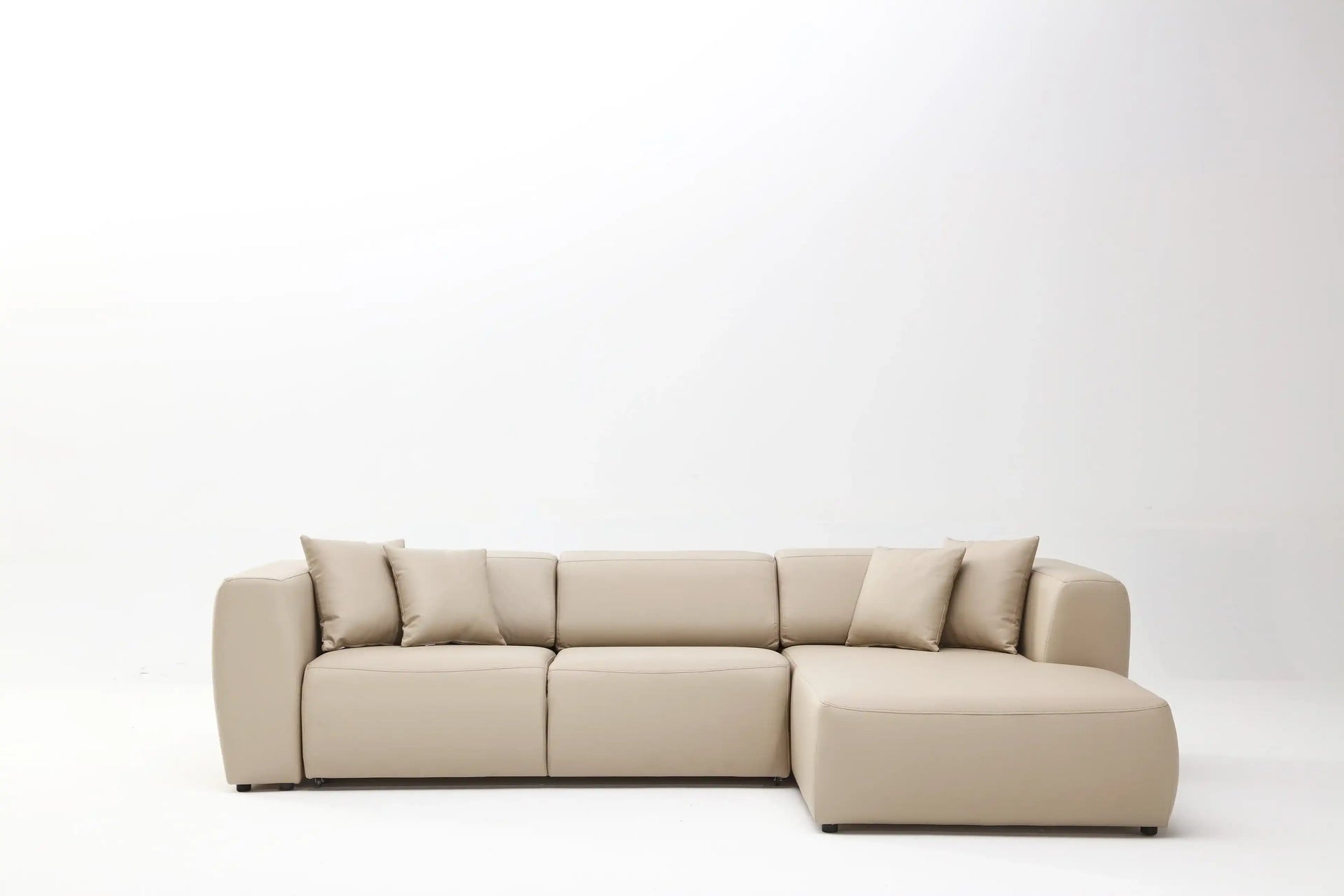 Picasso 119" Wide Convertible Sleeper Sectional – Beige Leather RAF - Best Buy Furniture