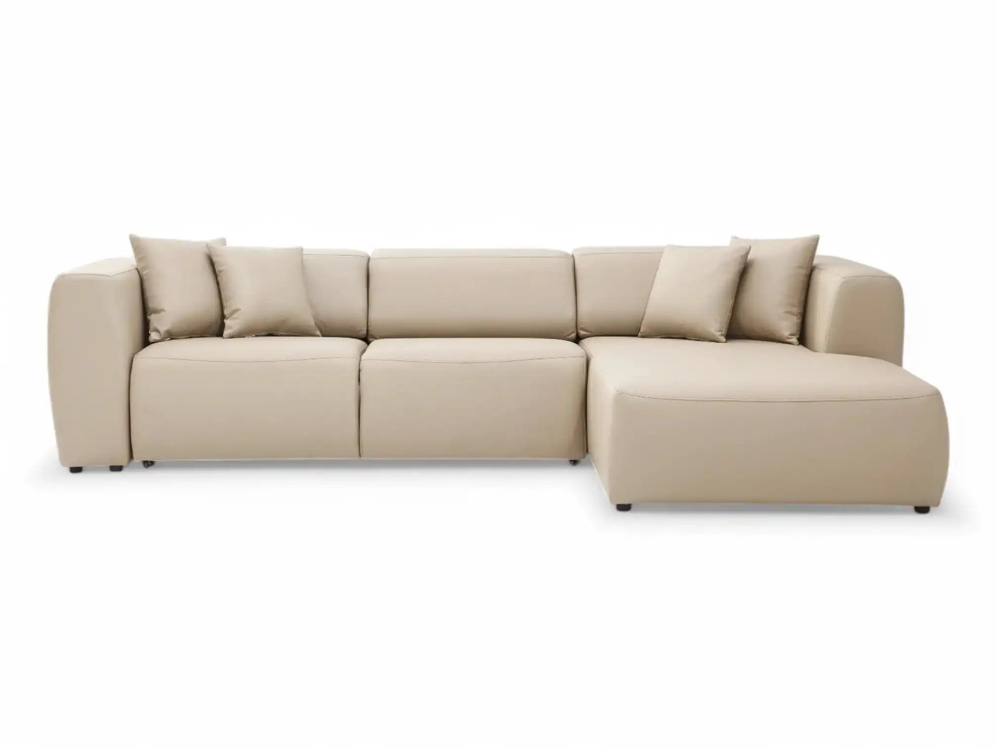 Picasso 119" Wide Convertible Sleeper Sectional – Beige Leather RAF - Best Buy Furniture
