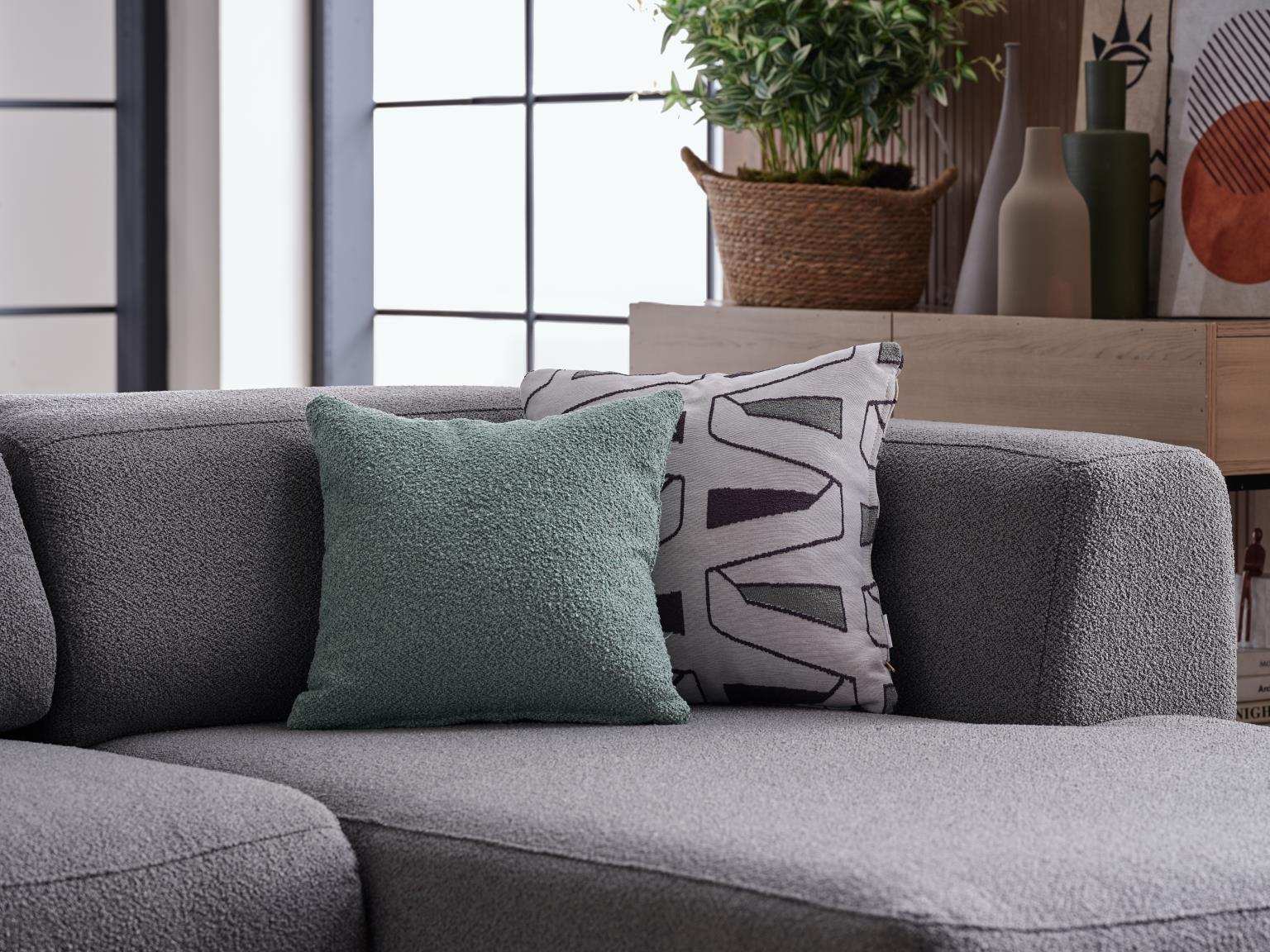 Picasso 119" Wide Convertible Sleeper Sectional – Gray (RAF) Bouclé Fabric - Best Buy Furniture