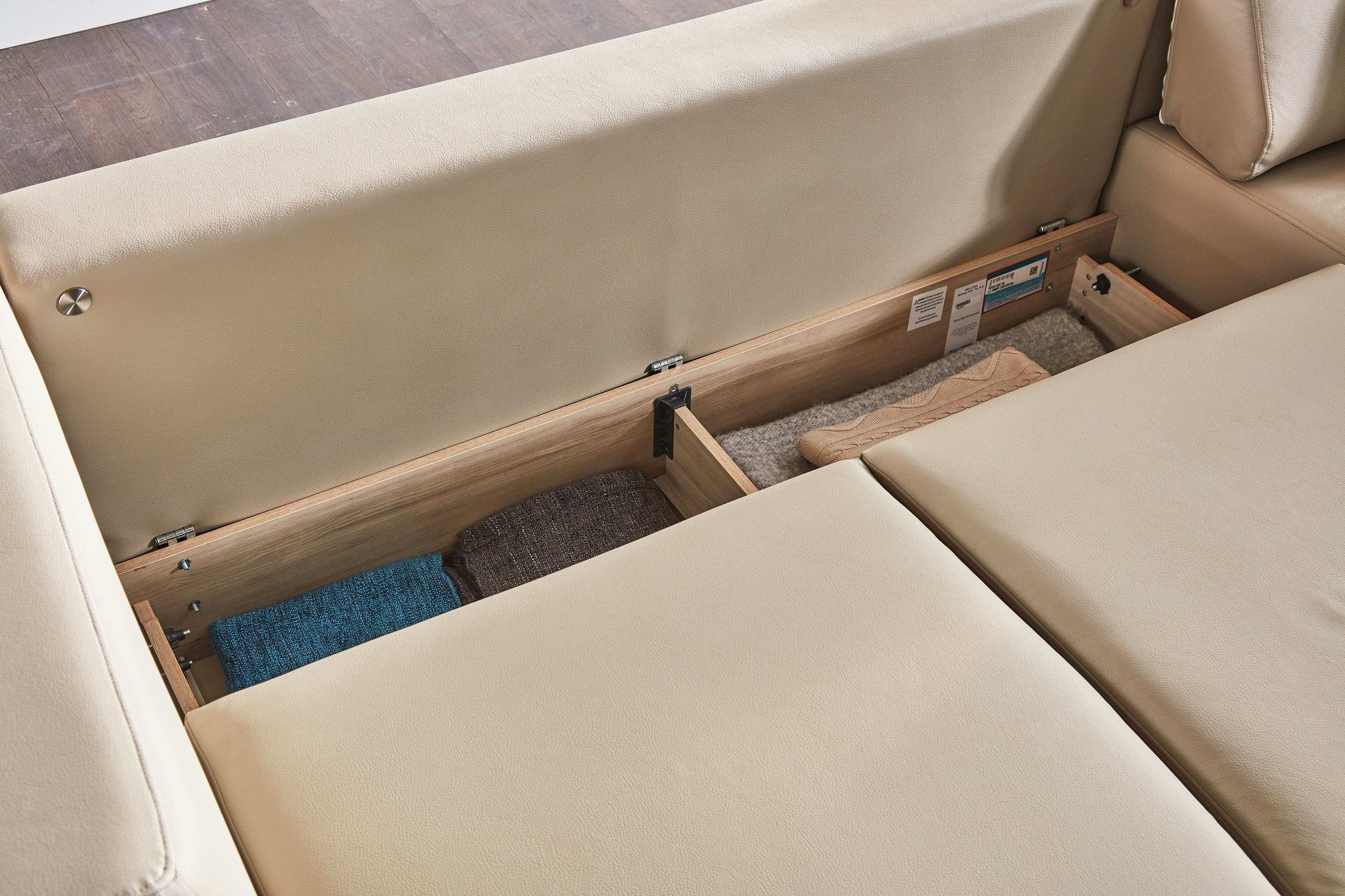 Picasso 119" Wide Convertible Sleeper Sectional – Beige Leather RAF - Best Buy Furniture