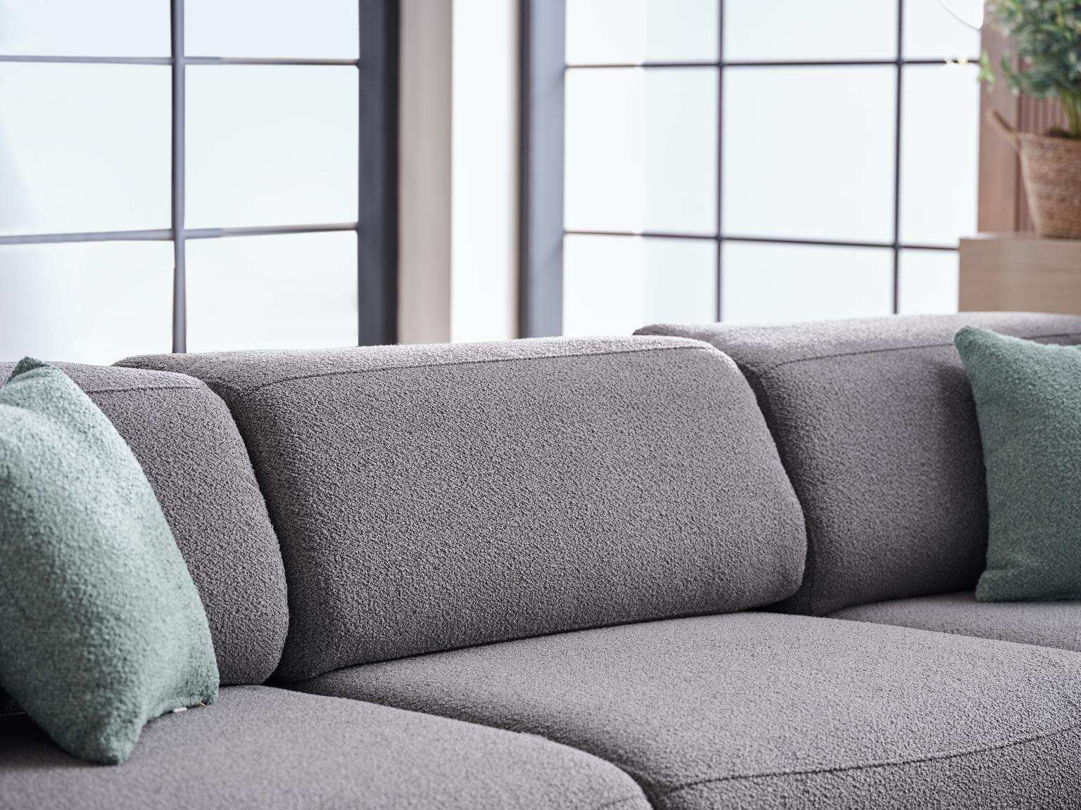 Picasso 119" Wide Convertible Sleeper Sectional – Gray (RAF) Bouclé Fabric - Best Buy Furniture