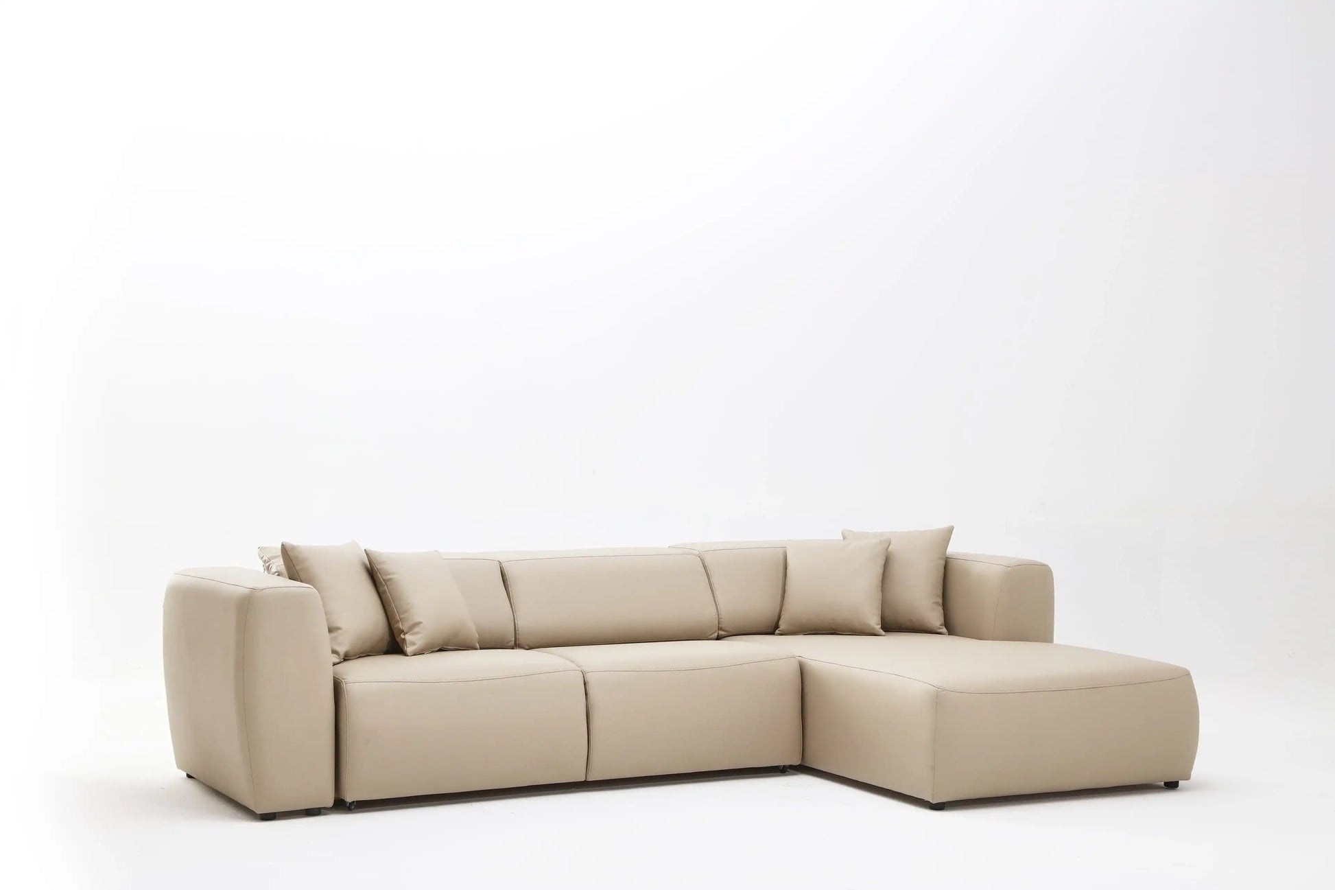 Picasso 119" Wide Convertible Sleeper Sectional – Beige Leather RAF - Best Buy Furniture