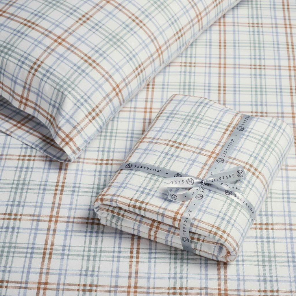 100% Cotton Flannel Sheet Set Plaid Classic Modern Farmhouse Deep Pocket - Sheet Set by Superior Brand