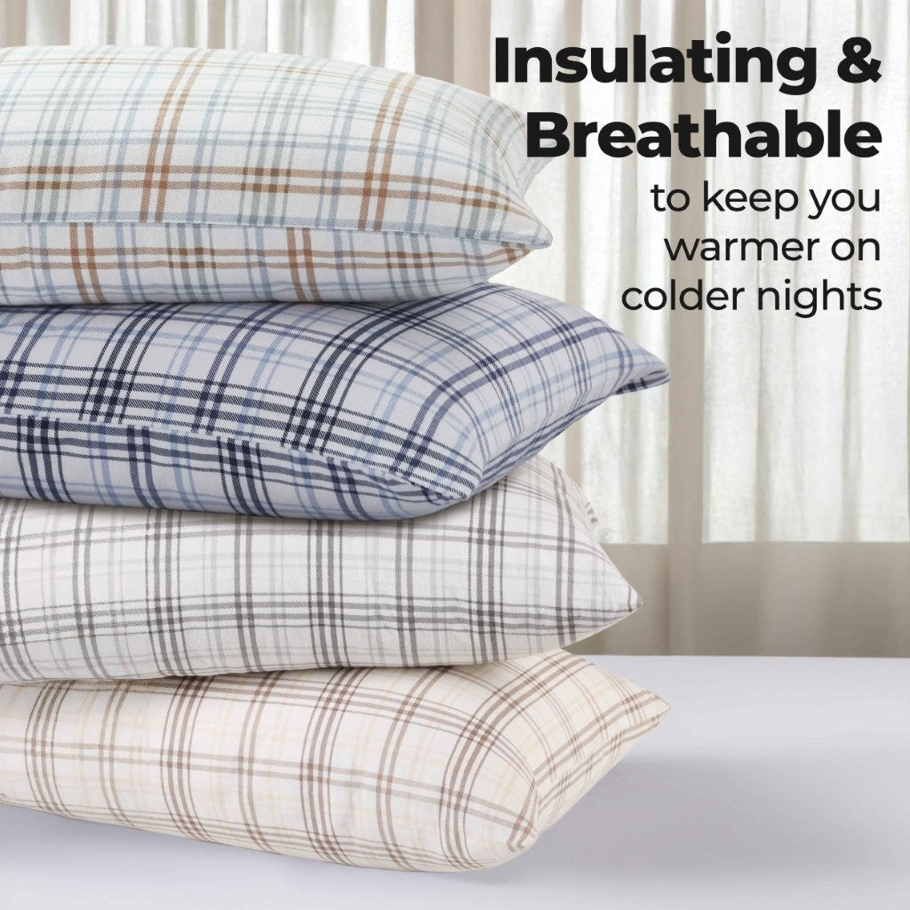 Plaid Flannel Cotton Classic Modern Farmhouse Pillowcases, Set of 2 - Pillowcases by Superior Brand