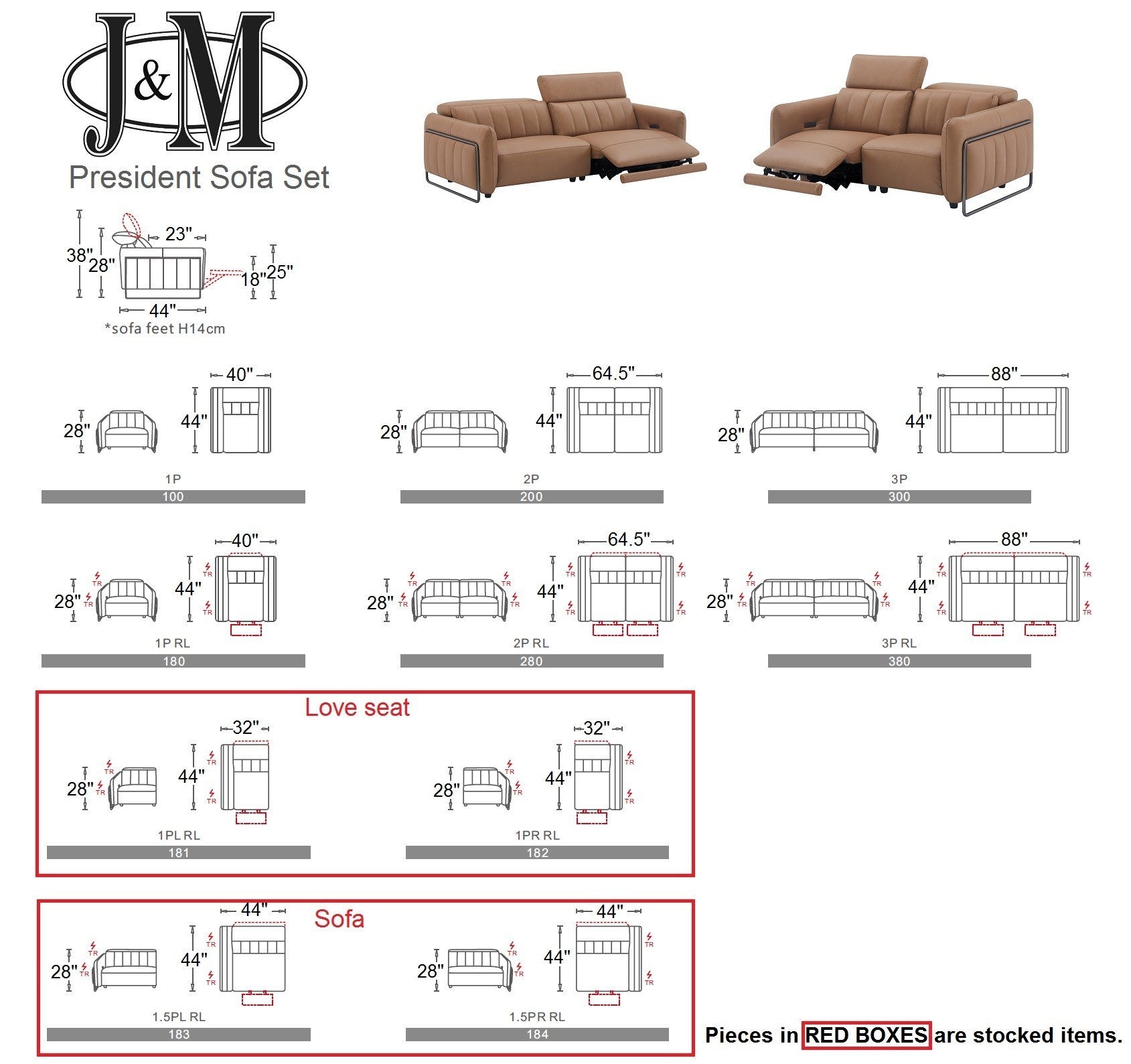 President Leather Sofa J&M