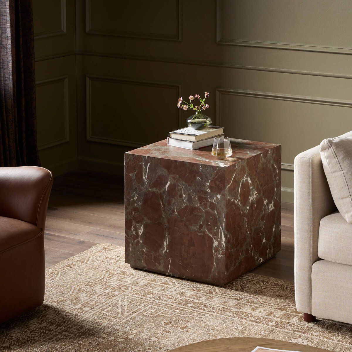 Modern Marble Plinth End Table