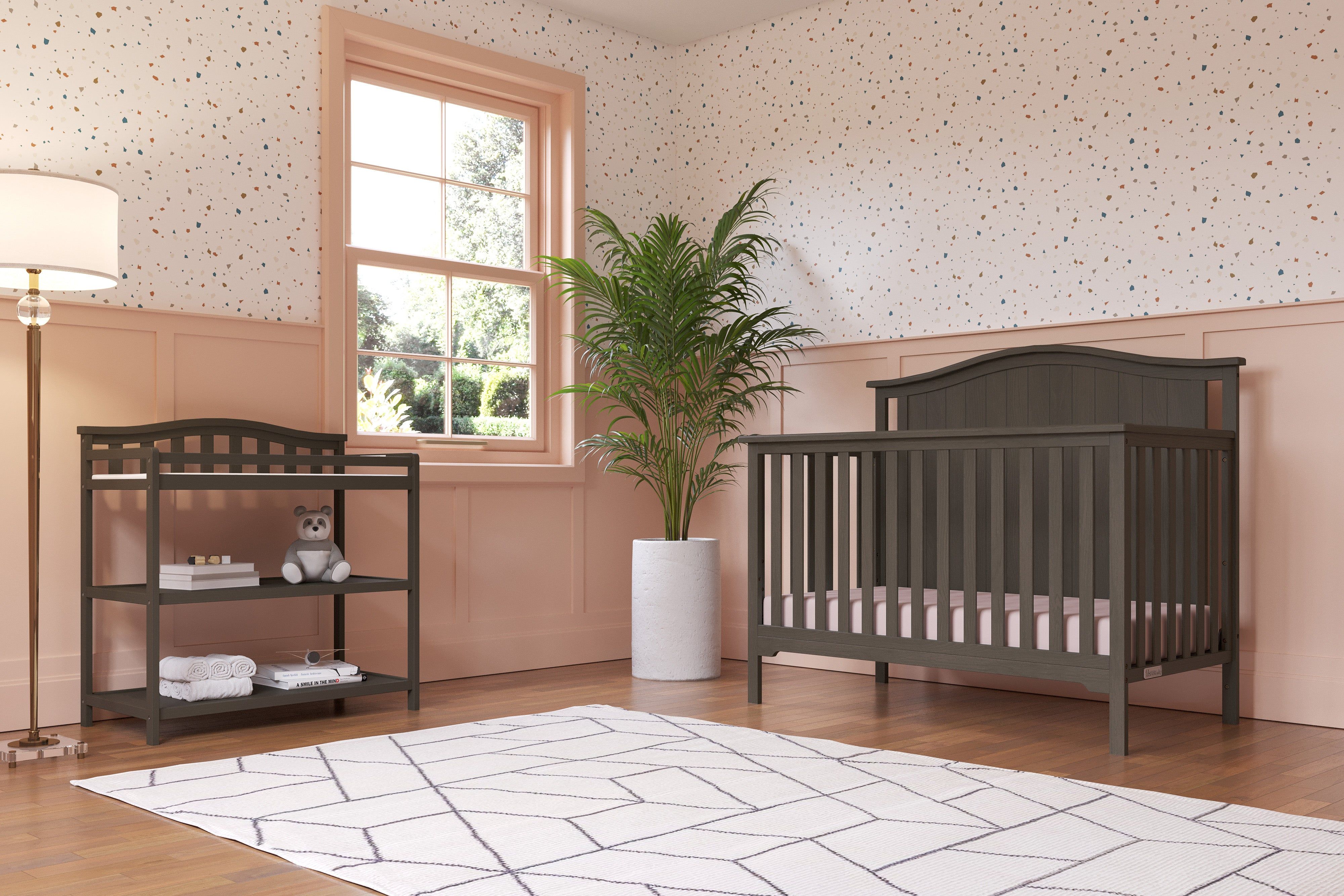 Hampton Arch Top 4-in-1 Convertible Crib, Dapper Grey