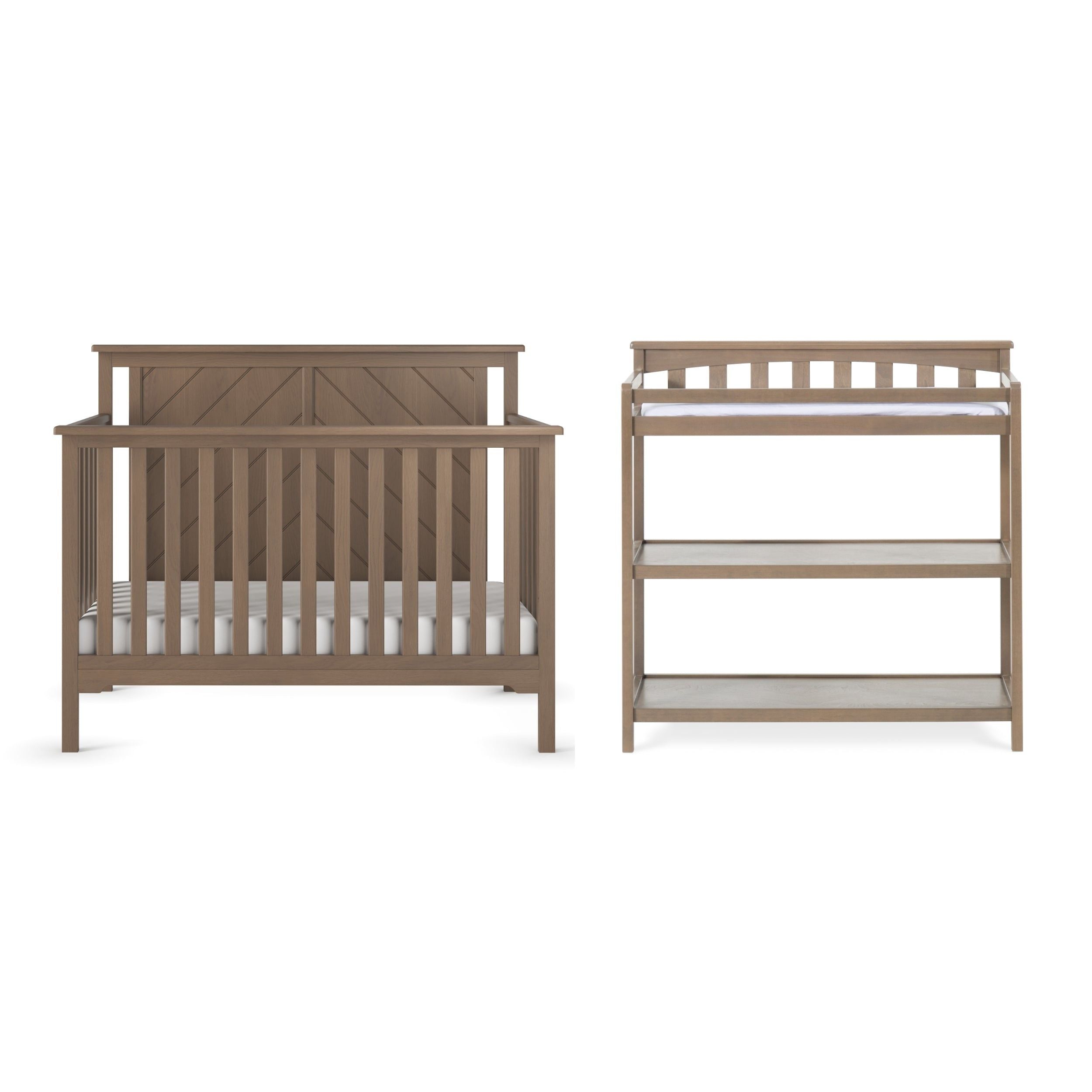 Hampton Flat Top 4-in-1 Convertible Crib, Dusty Heather