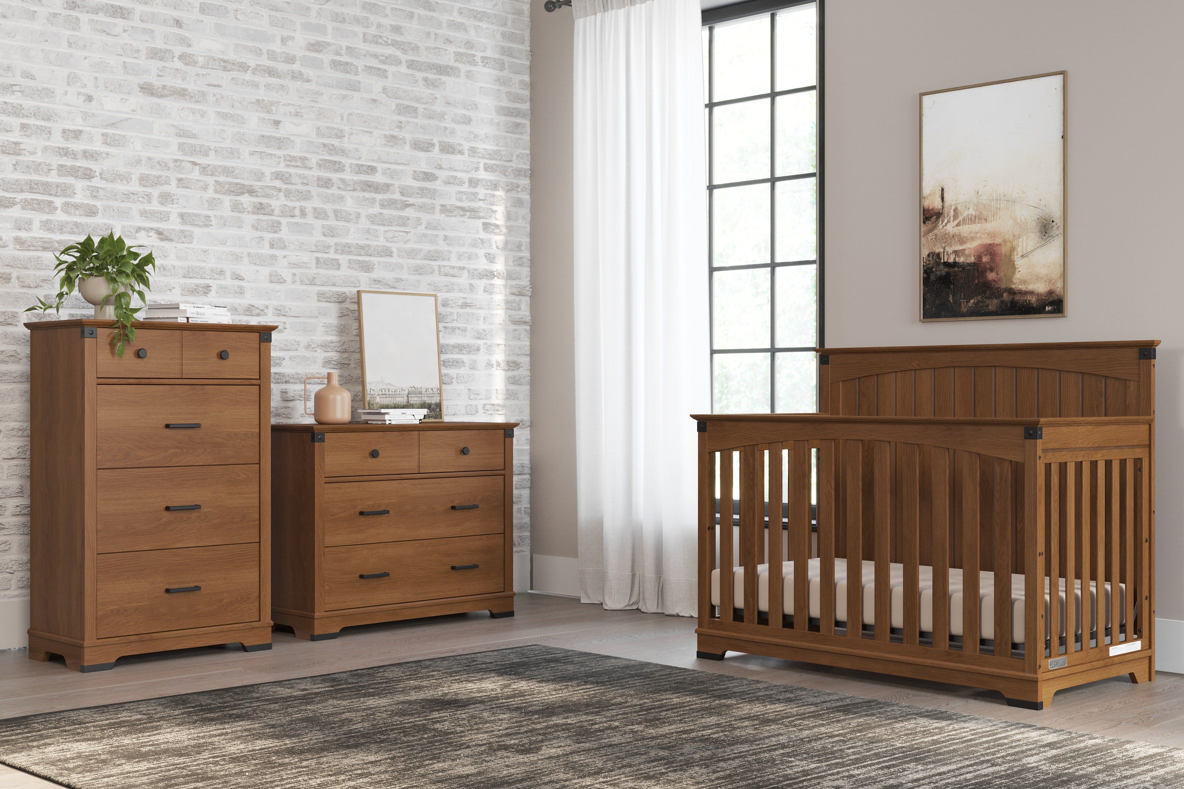 Redmond Full Panel 4-in-1 Convertible Crib, Coach Cherry