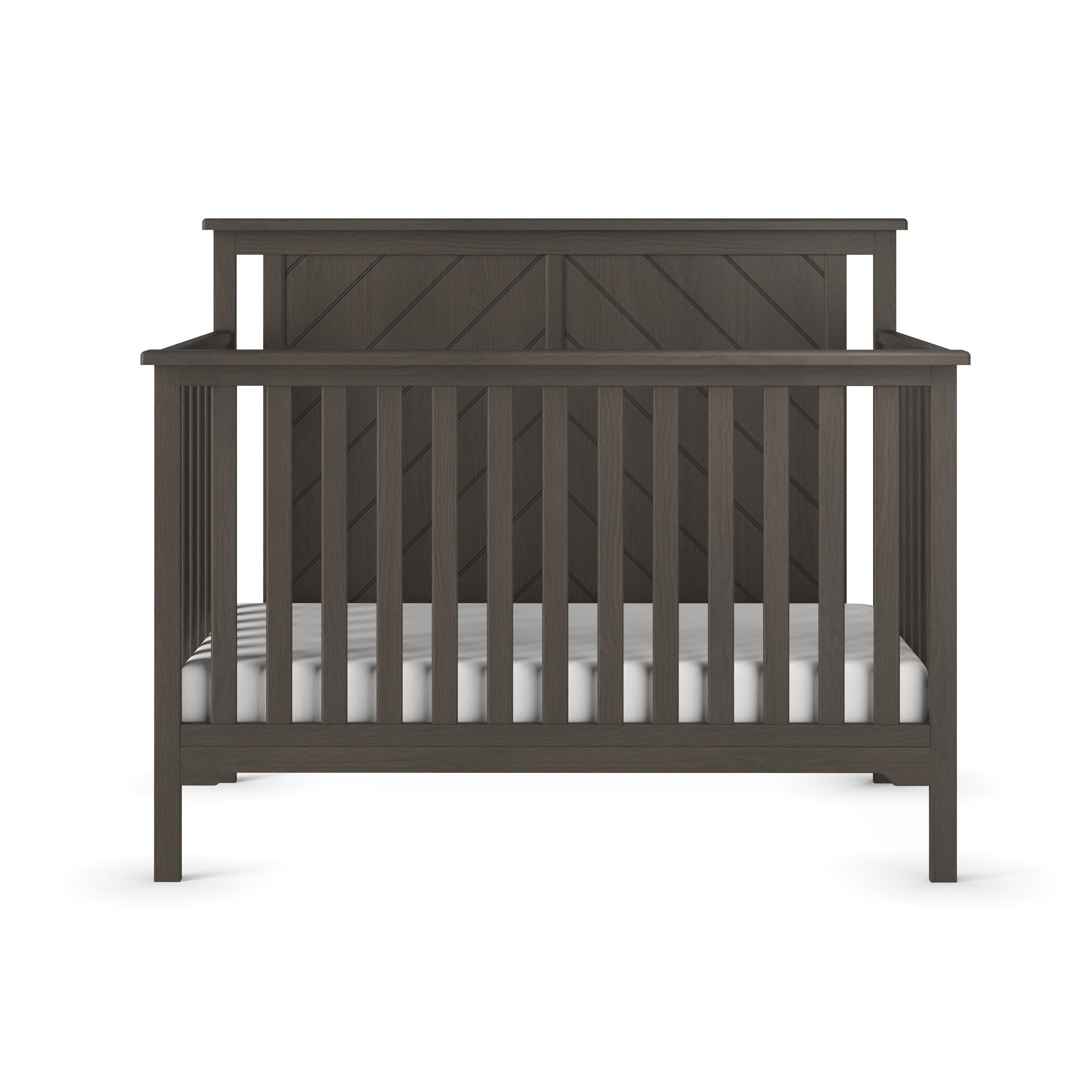 Hampton Flat Top 4-in-1 Convertible Crib, Dapper Gray
