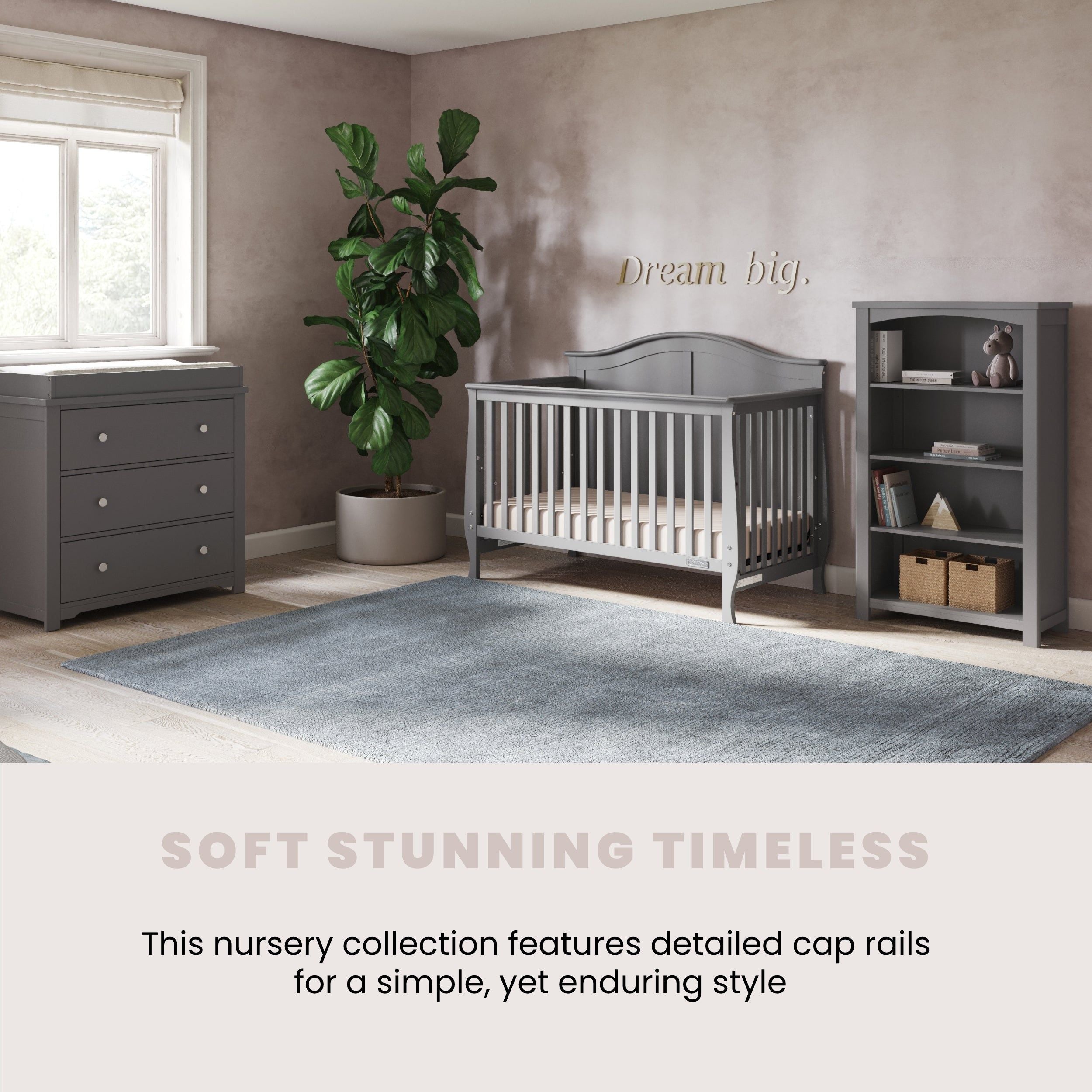 Harmony 3-Drawer Dresser With Changing Table Topper, Cool Gray