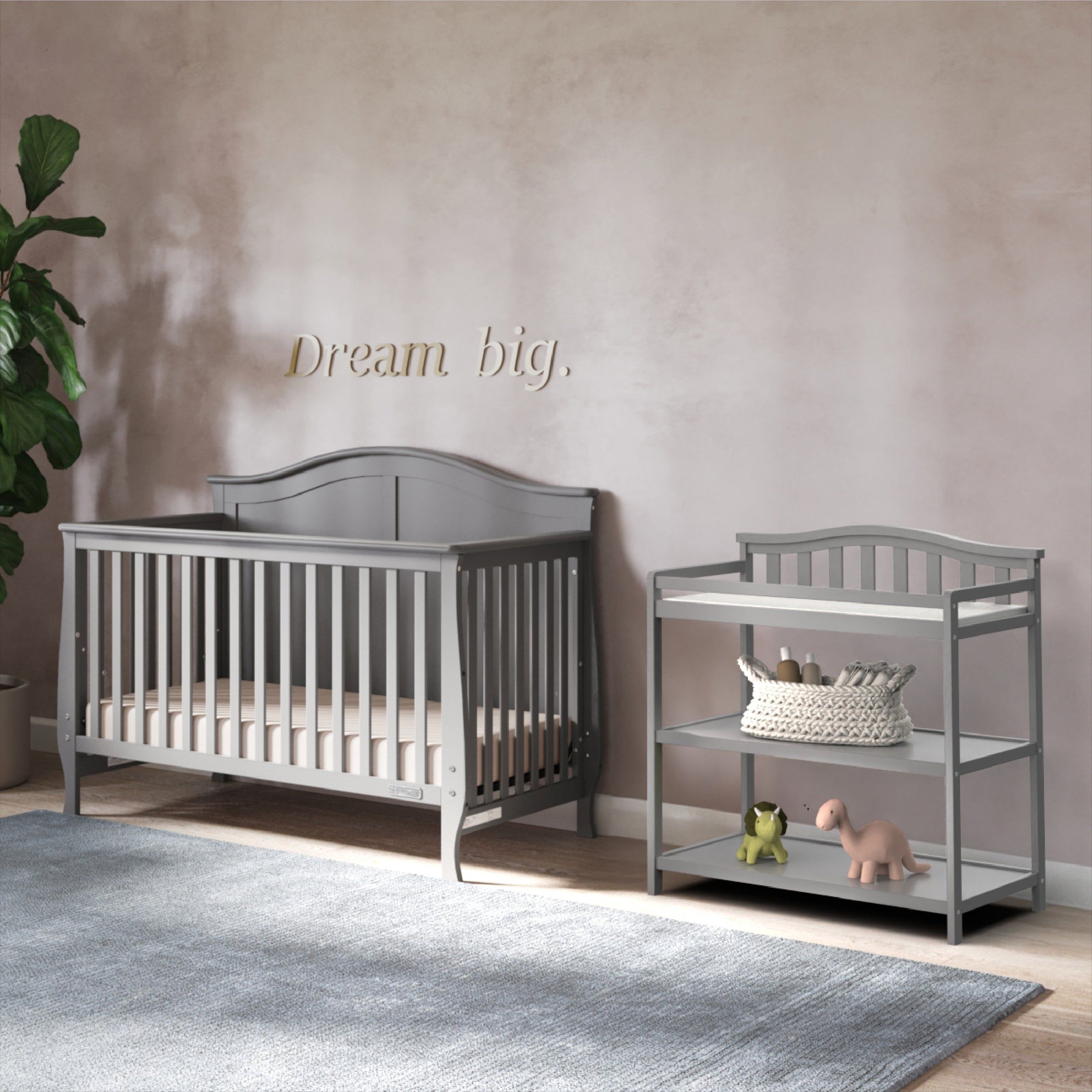 Arch Top Baby Changing Table, Cool Gray