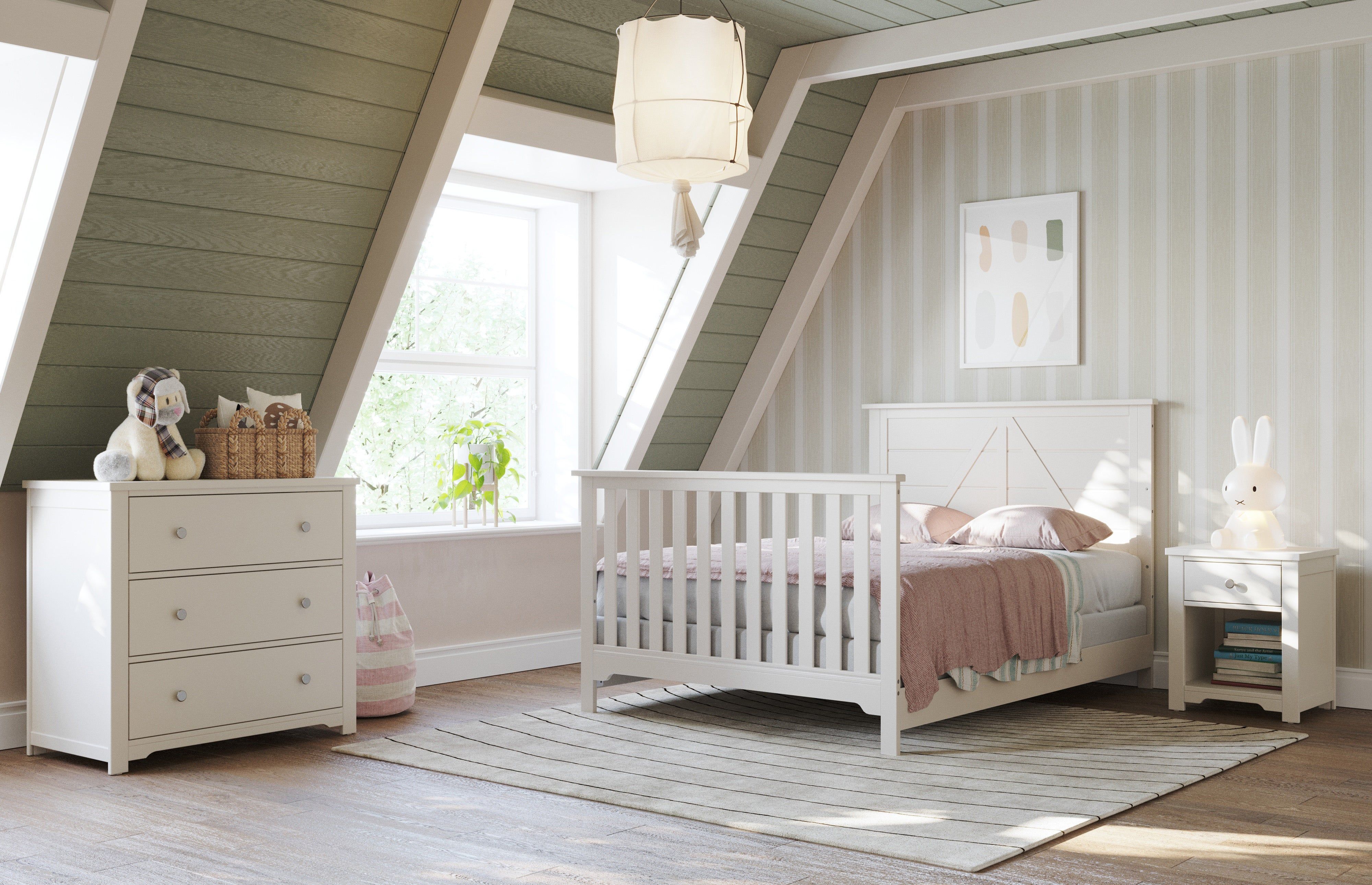 Woodland 4-in-1 Convertible Crib, Brushed Cotton