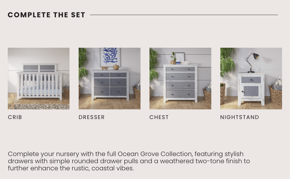 Ocean Grove Double Dresser, White/Gray