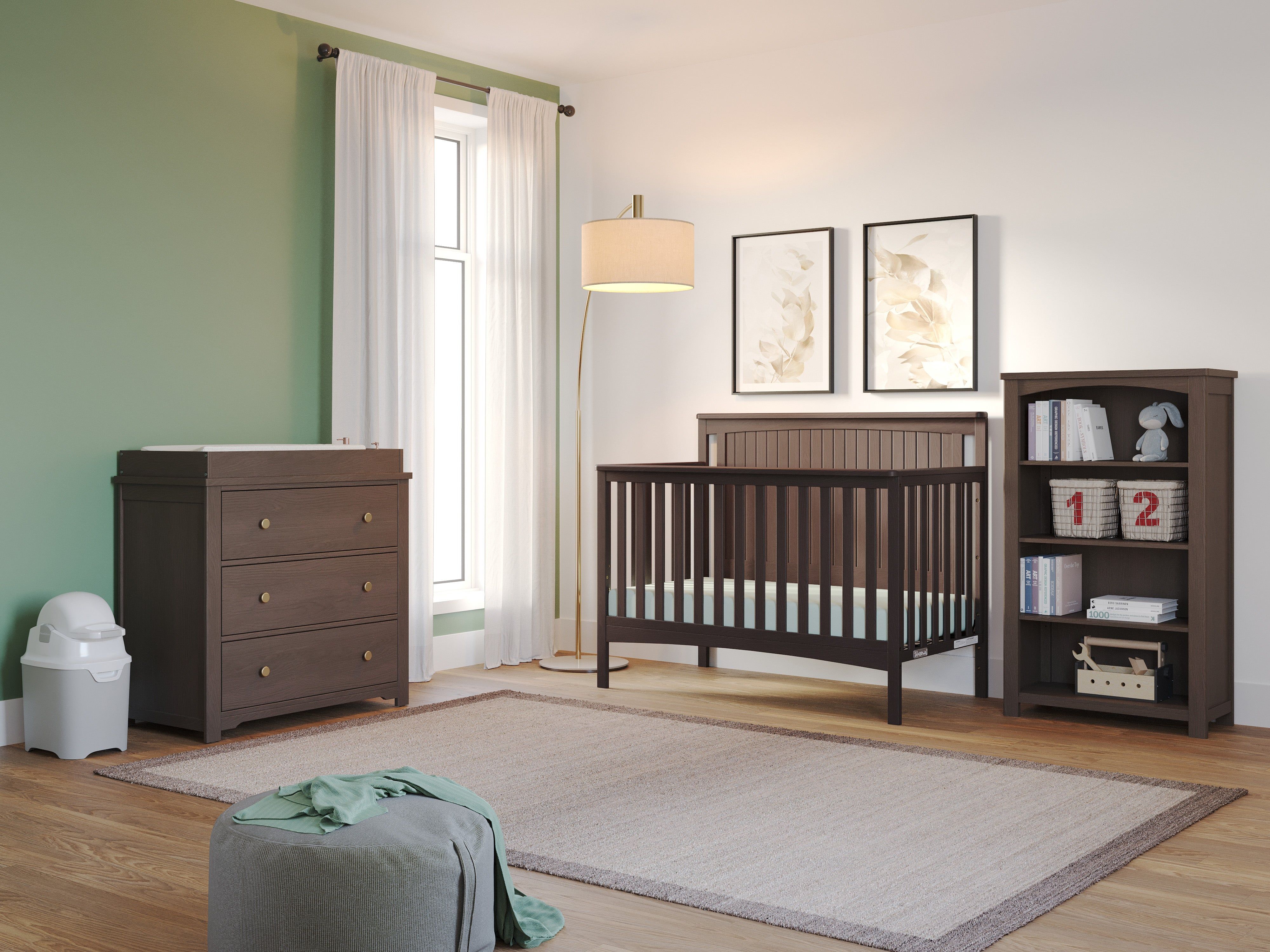 Harmony 3-Drawer Dresser With Changing Table Topper, Dapper Gray