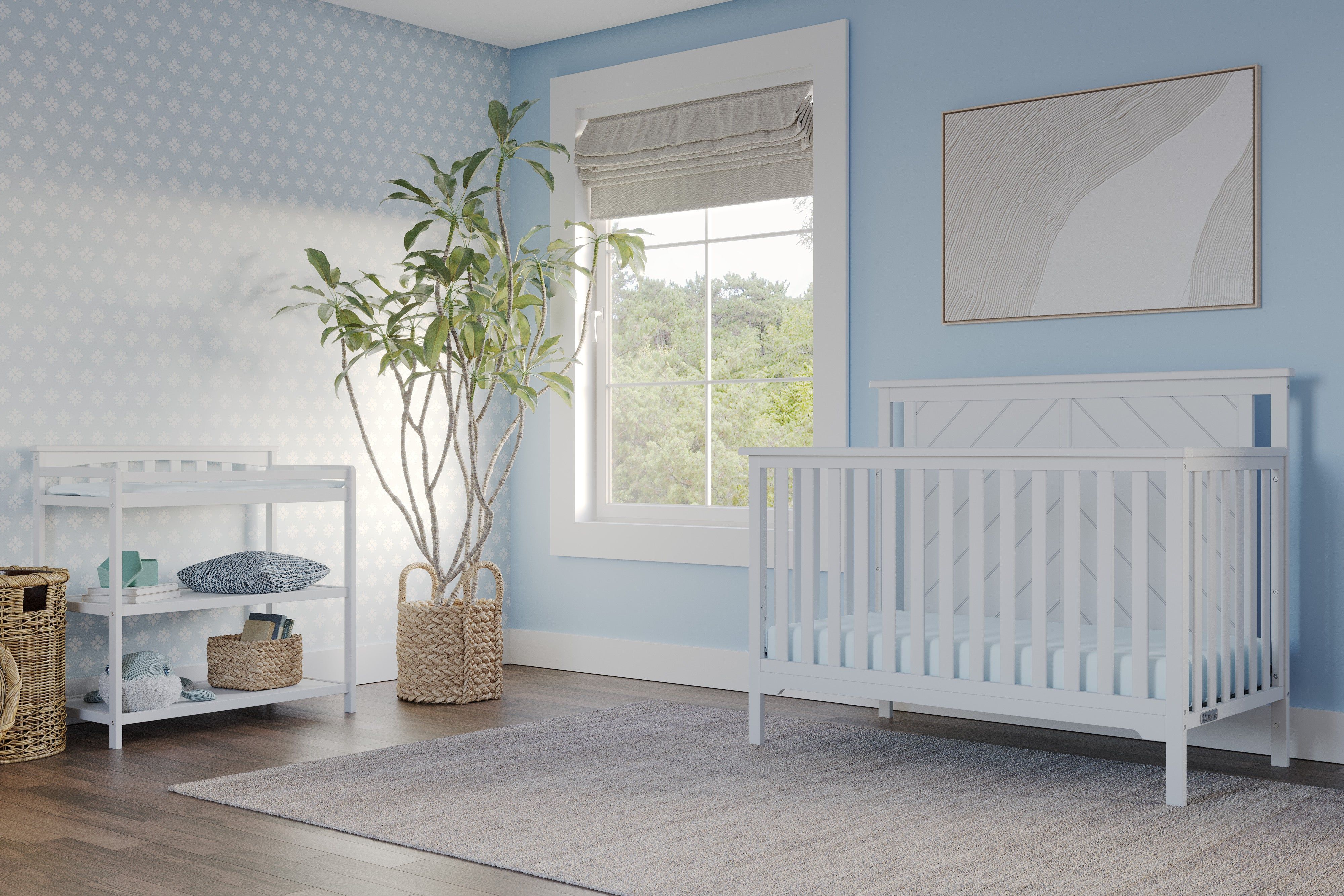 Hampton Flat Top 4-in-1 Convertible Crib, Matte White