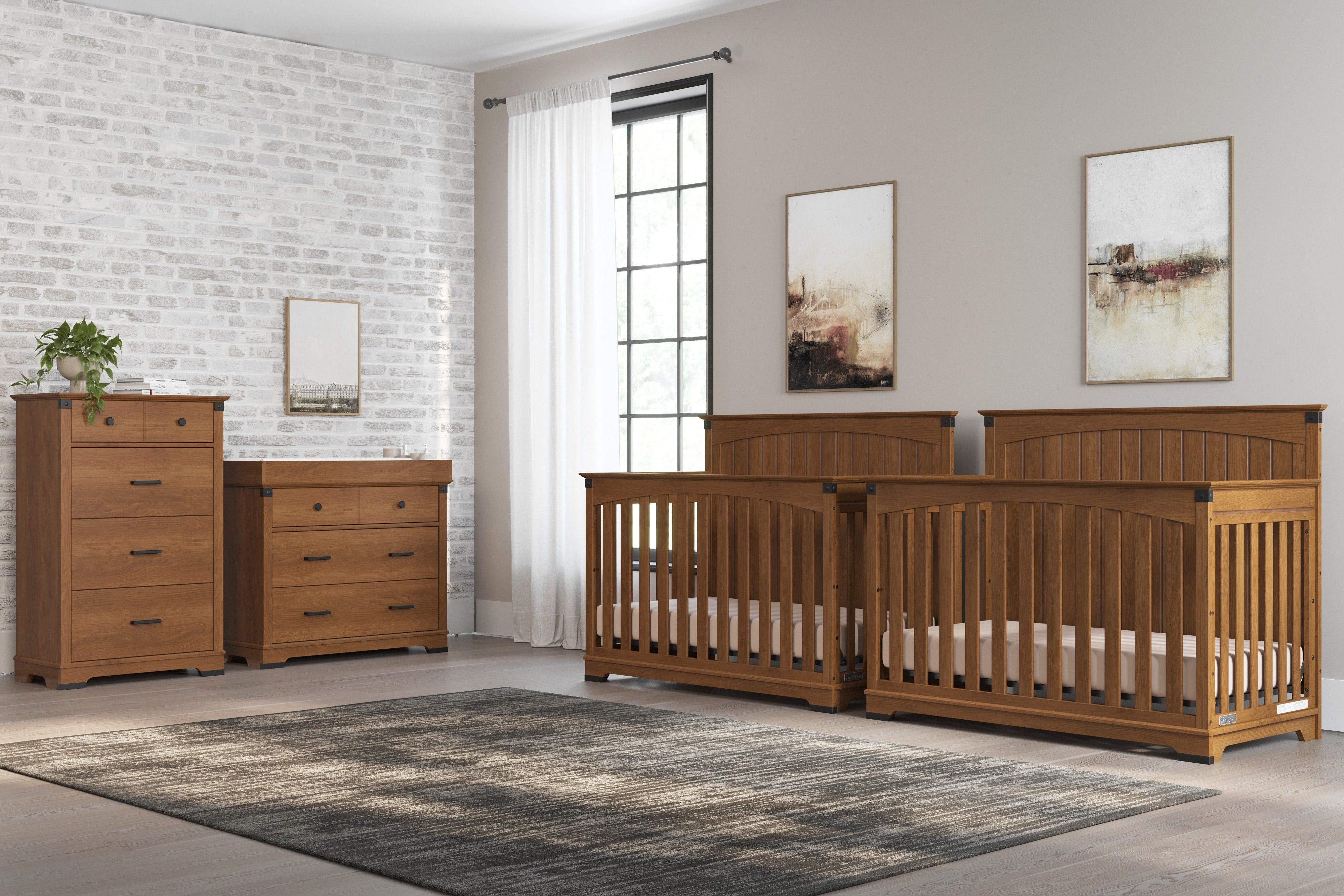 Redmond Full Panel 4-in-1 Convertible Crib, Coach Cherry