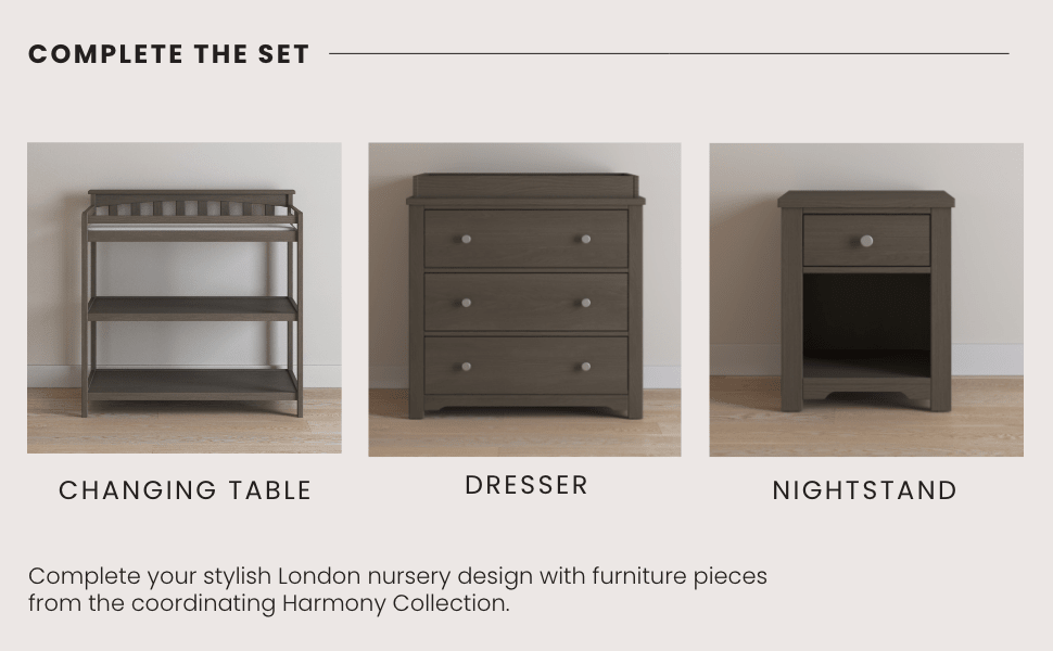 Flat Top Baby Changing Table, Dapper Gray