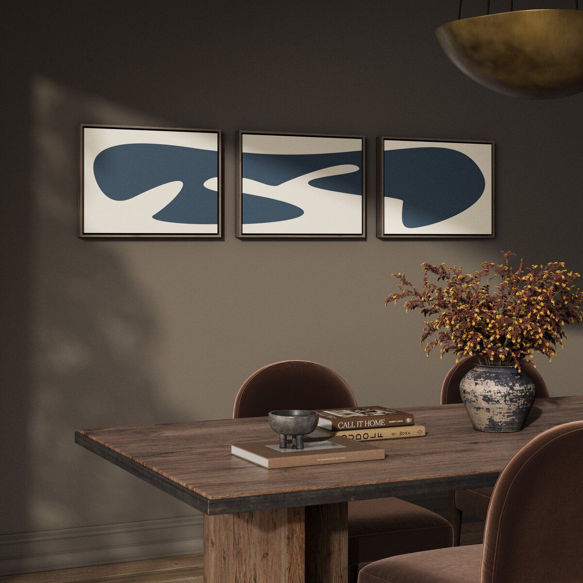Organic Curves 3 Triptych By Fh Art Studio