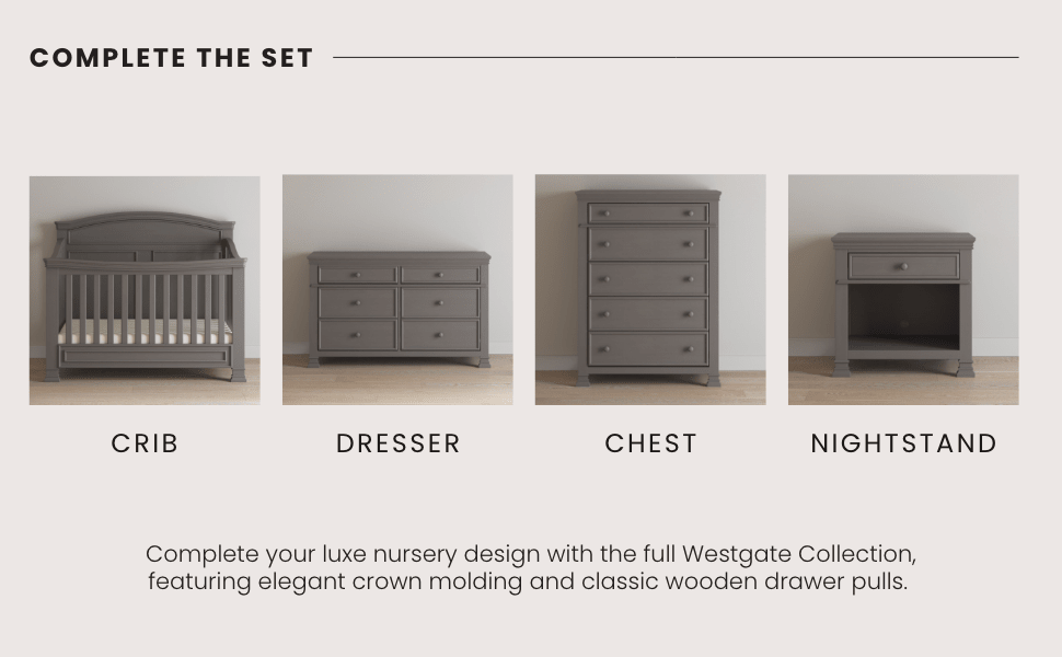 Westgate 4-in-1 Convertible Crib, Chelsea Grey
