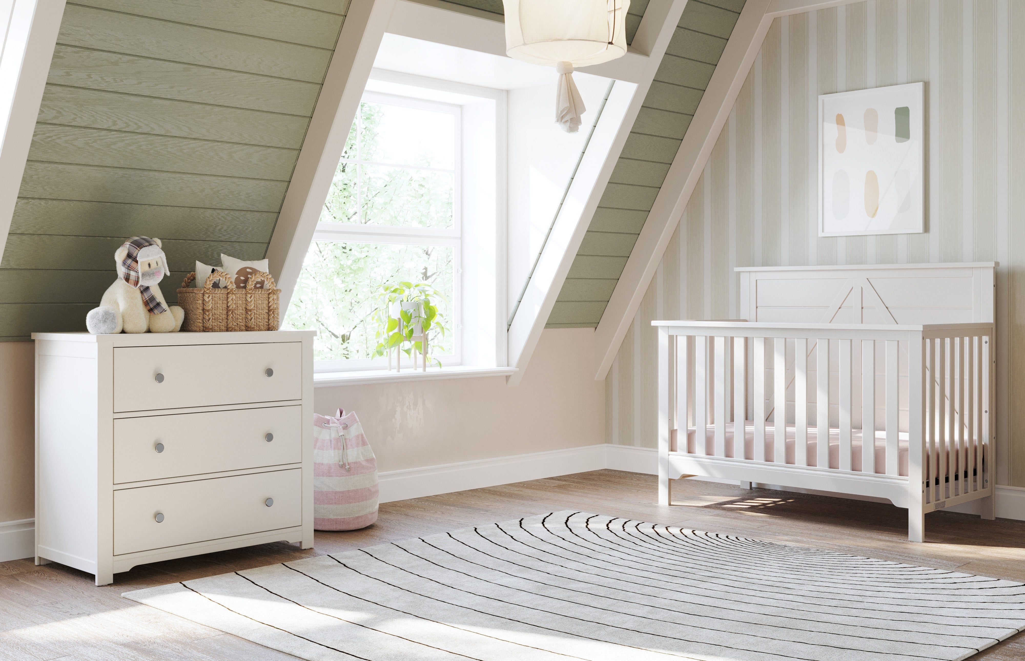 Woodland 4-in-1 Convertible Crib, Brushed Cotton