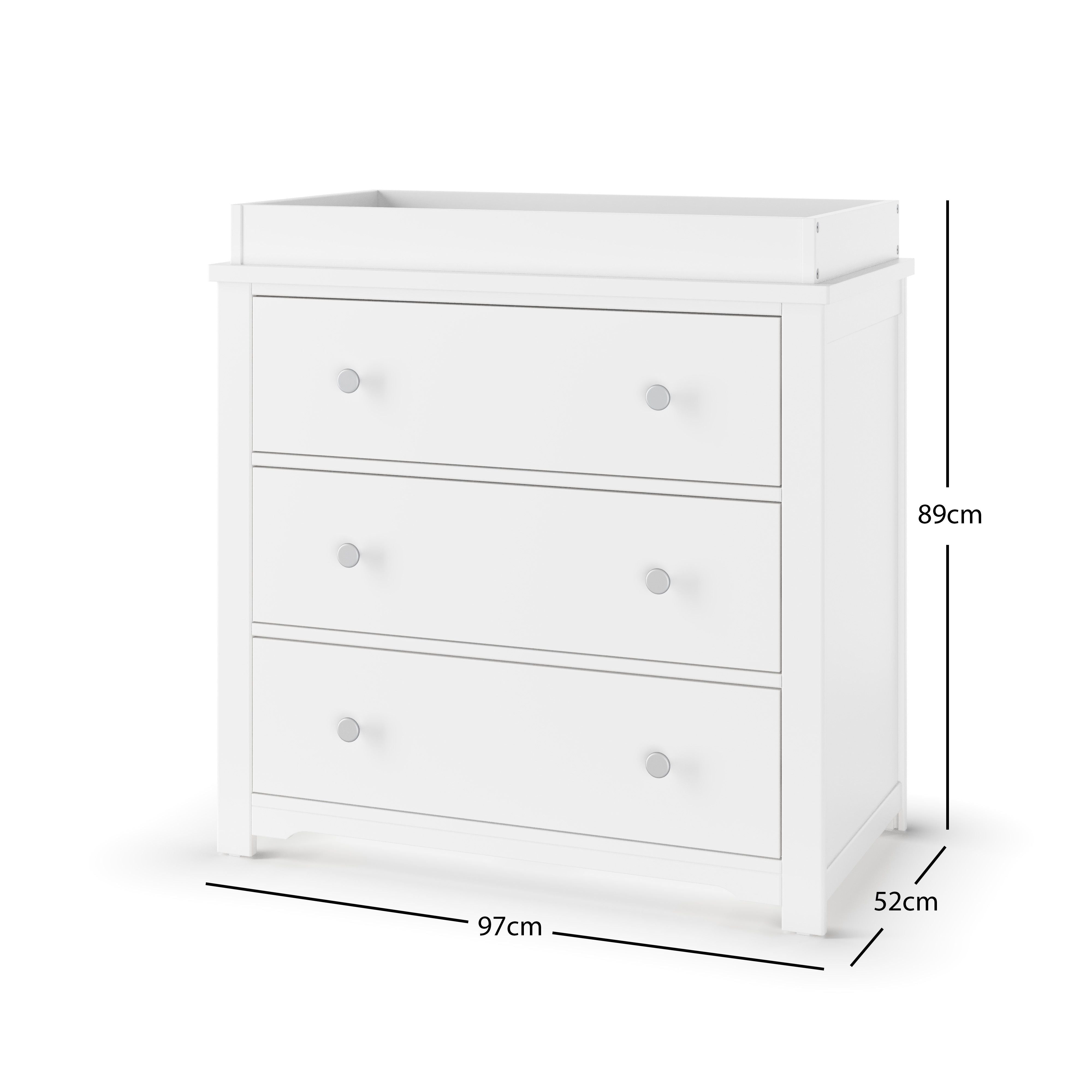 Harmony 3-Drawer Dresser With Changing Table Topper Matte White
