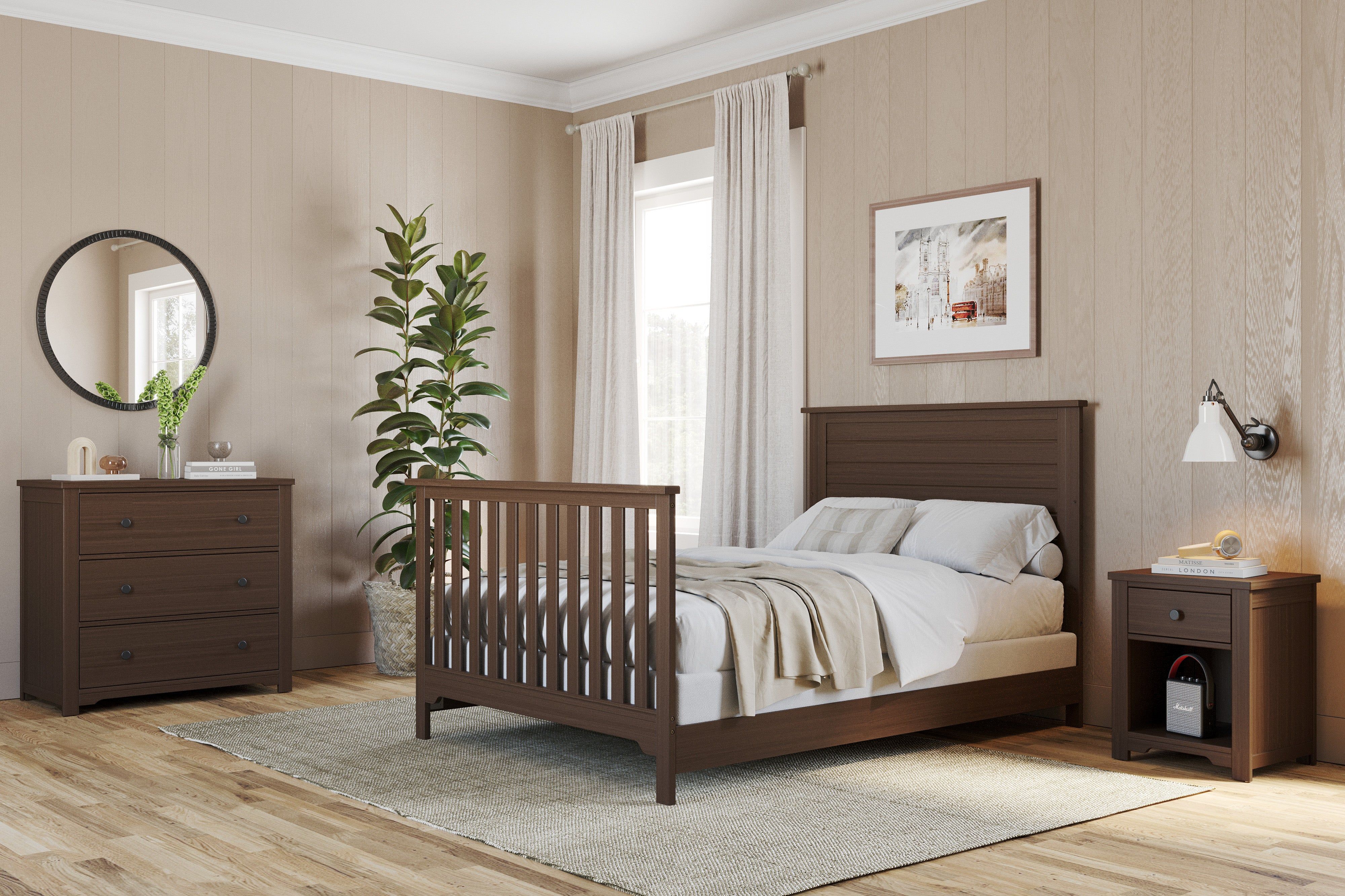 Harmony 3-Drawer Dresser With Changing Table Topper, Brushed Truffle