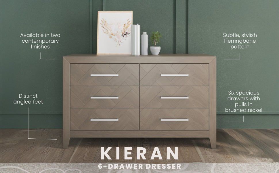 Kieran 6-Drawer Double Dresser, Crescent Gray