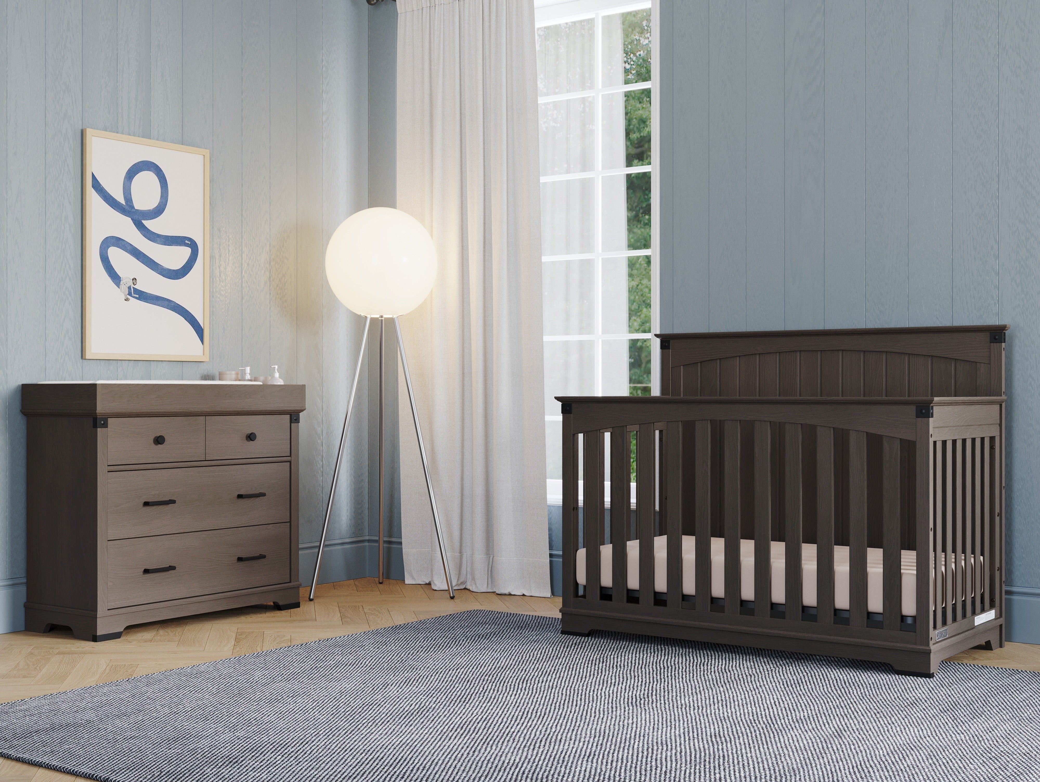 Redmond Full Panel 4-in-1 Convertible Crib, Dapper Gray
