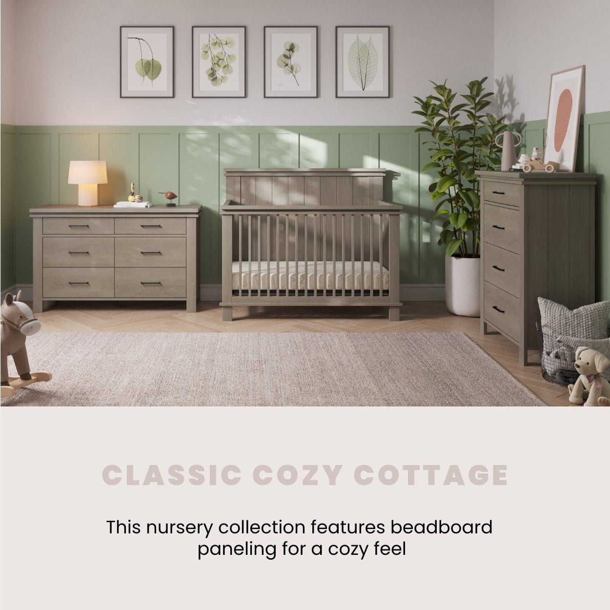 Denman 4-in-1 Convertible Crib, Crescent Gray