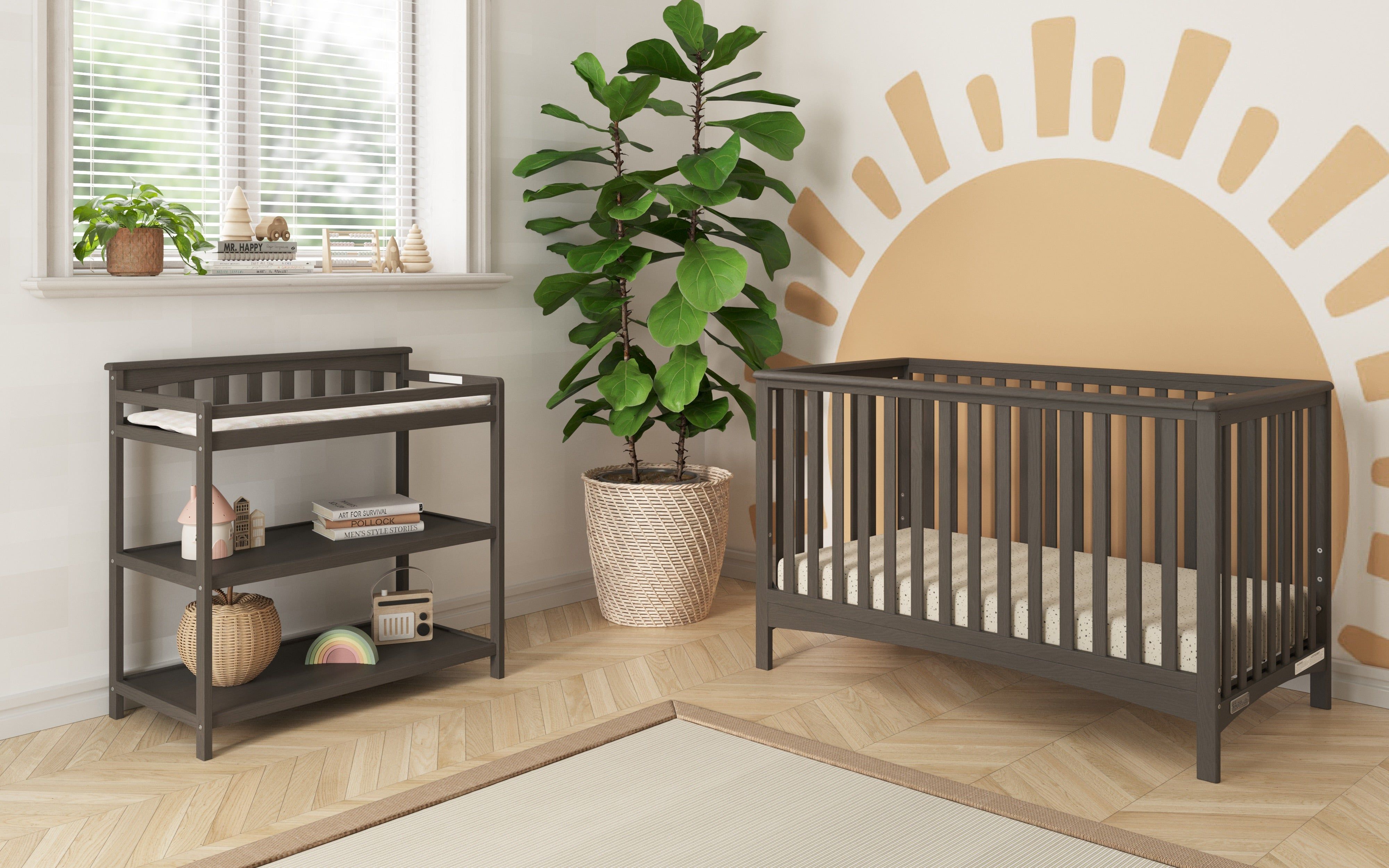 Flat Top Baby Changing Table, Dapper Gray