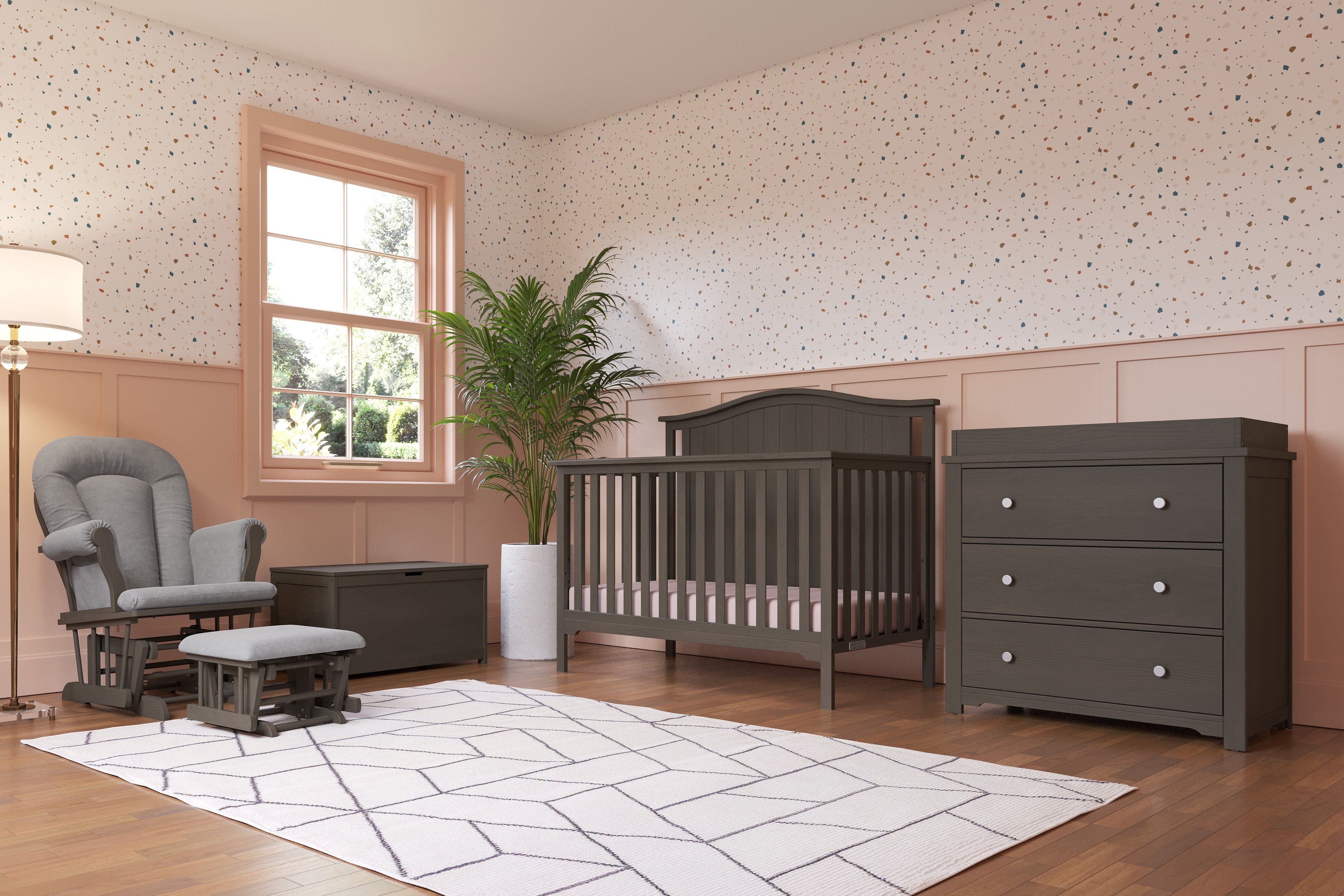 Hampton Arch Top 4-in-1 Convertible Crib, Dapper Grey