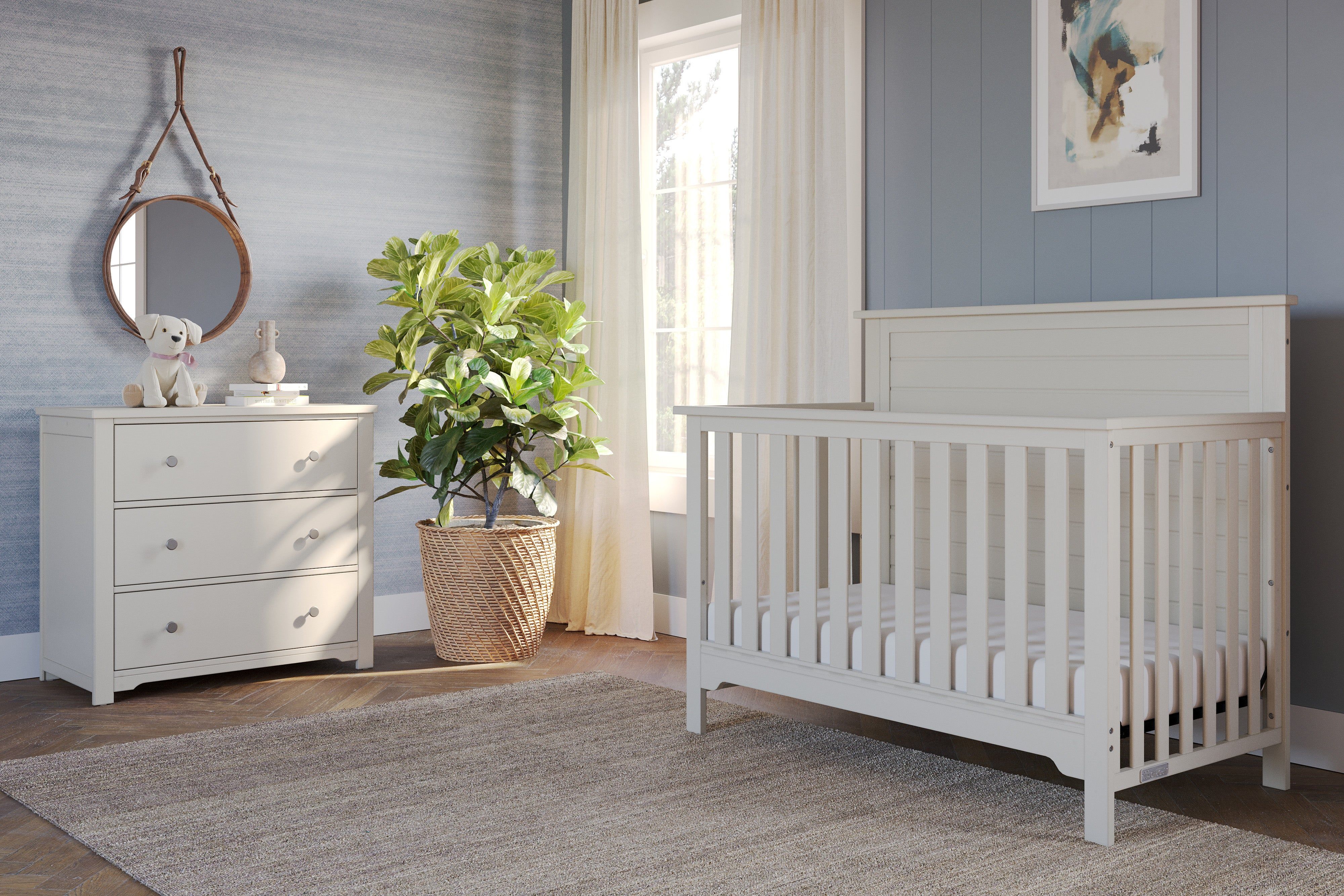 Harmony 3-Drawer Dresser With Changing Table Topper, Brushed Cotton