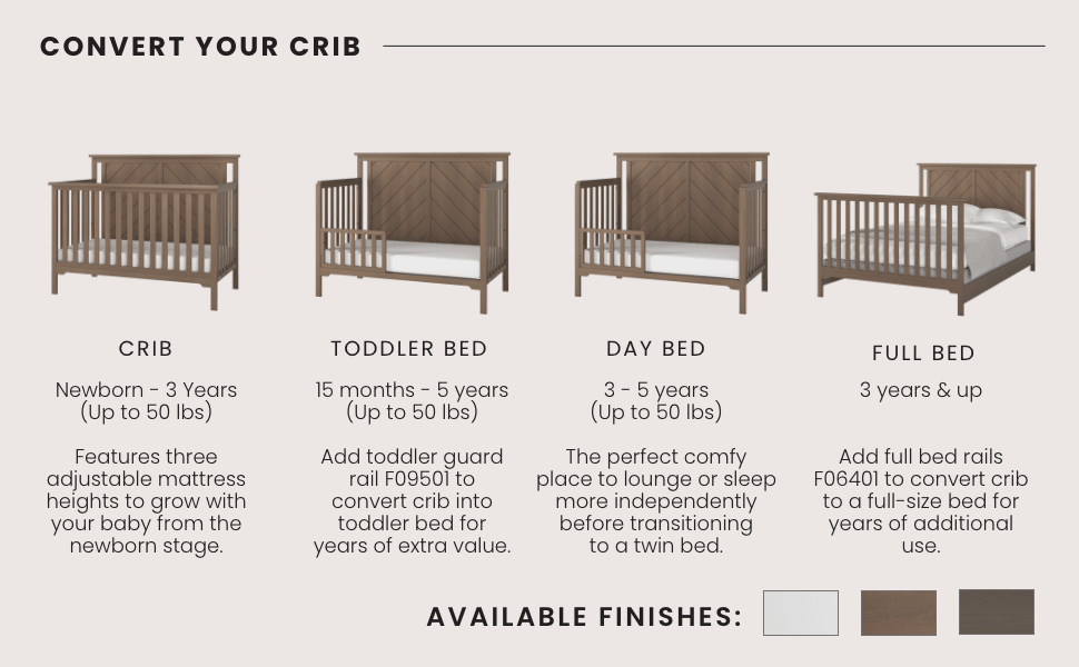 Hampton Flat Top 4-in-1 Convertible Crib, Dusty Heather