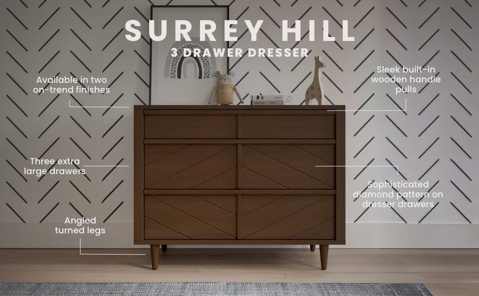 Surrey Hill 3 Drawer Dresser, Toasted Chestnut
