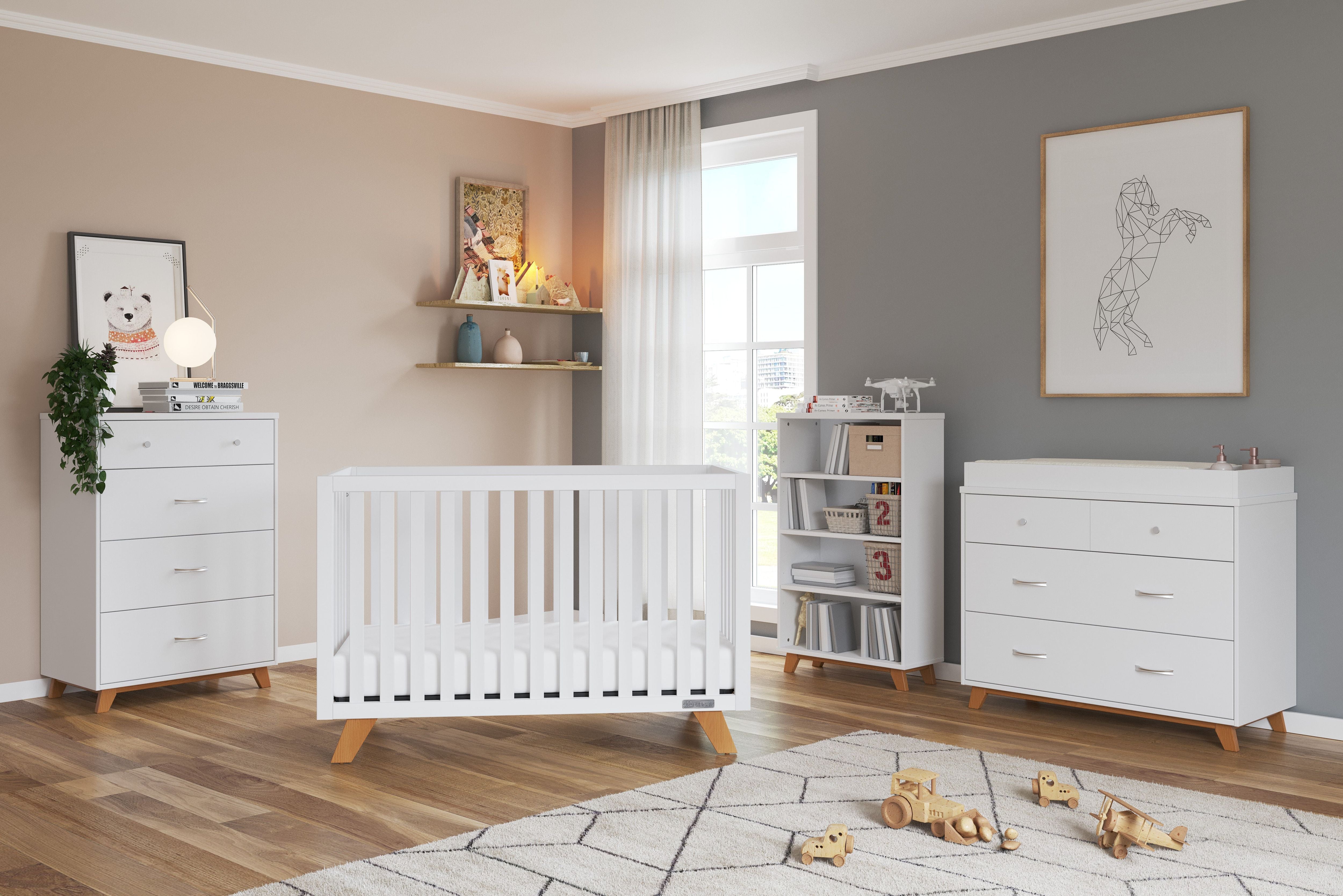 Soho 4-in-1 Convertible Crib, White/Natural