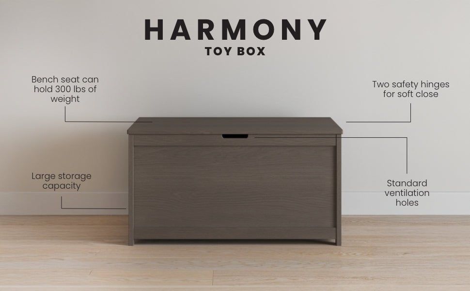 Harmony 33" Kids Toy Box, Dapper Gray