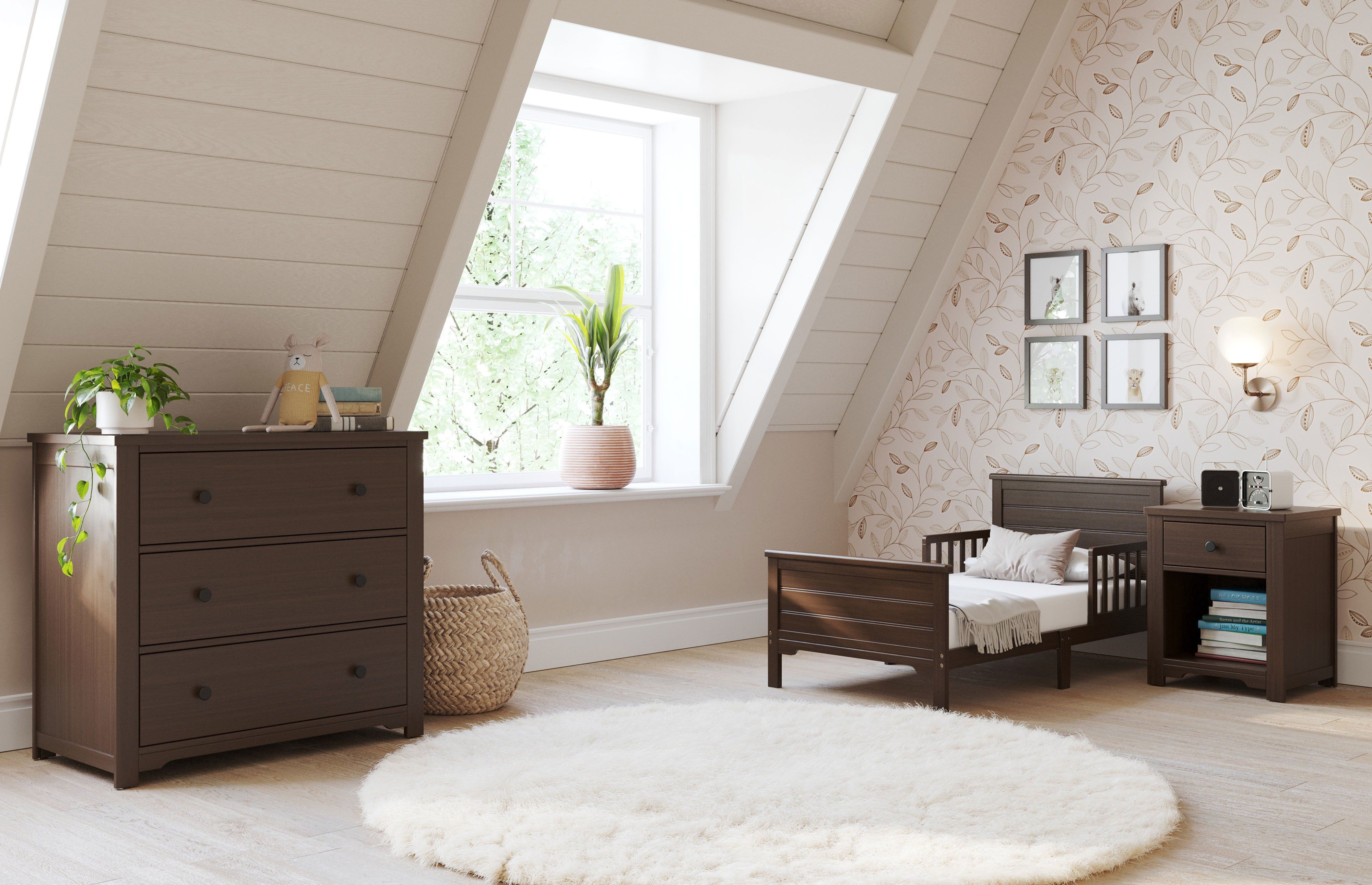 Harmony 3-Drawer Dresser With Changing Table Topper, Brushed Truffle