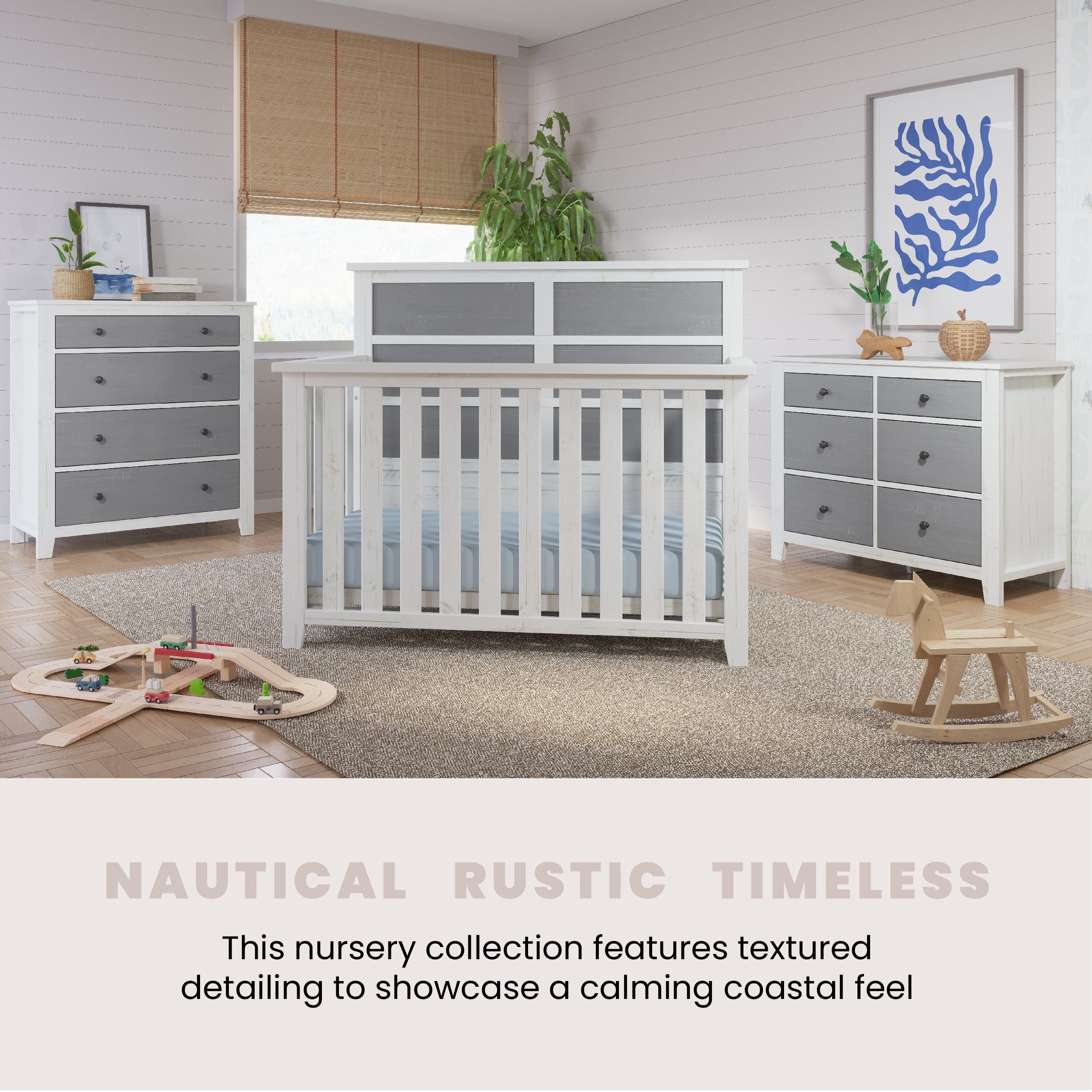 Ocean Grove Double Dresser, White/Gray
