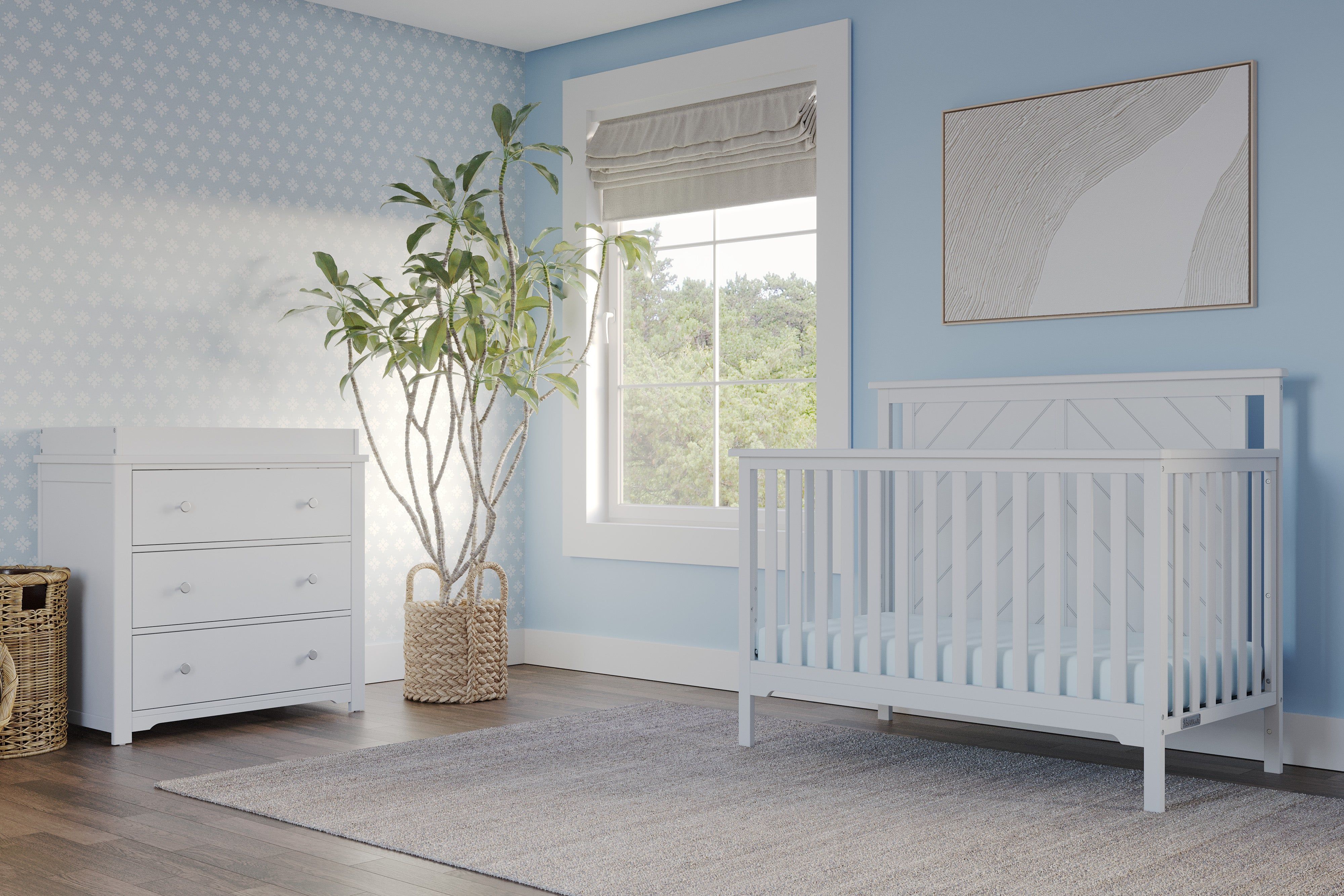 Hampton Flat Top 4-in-1 Convertible Crib, Matte White