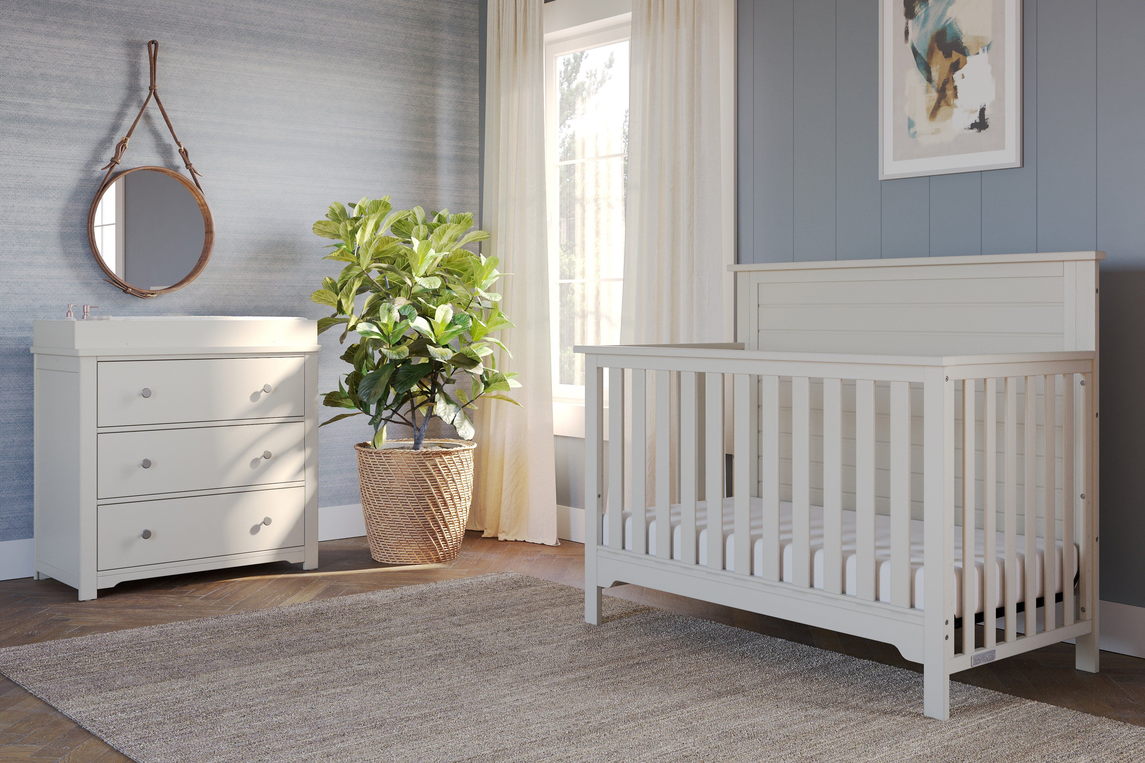 Harmony 3-Drawer Dresser With Changing Table Topper, Brushed Cotton