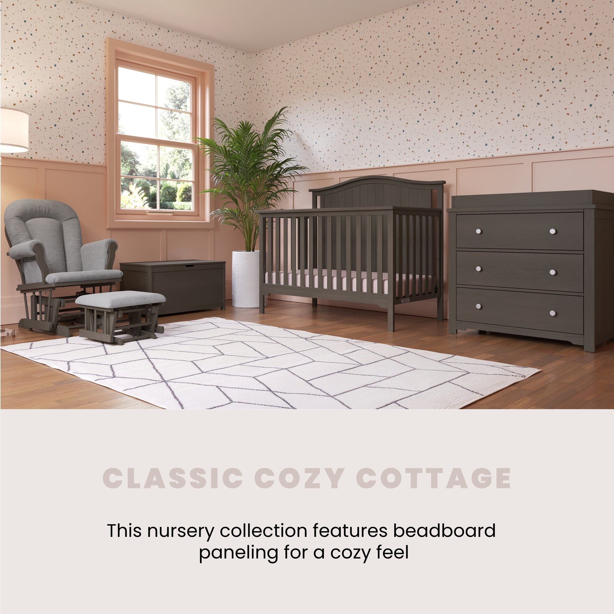 Hampton Arch Top 4-in-1 Convertible Crib, Dapper Grey