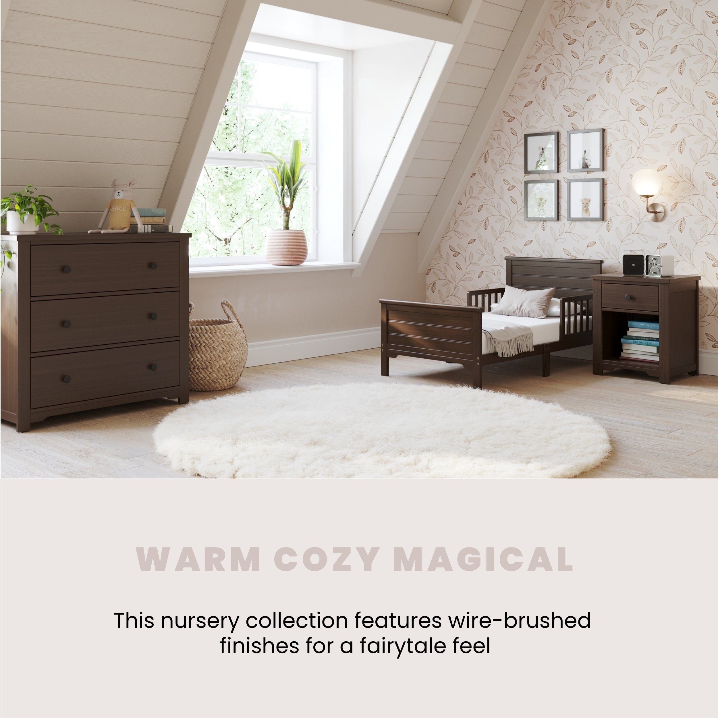 Woodland Toddler Bed, Brushed Truffle