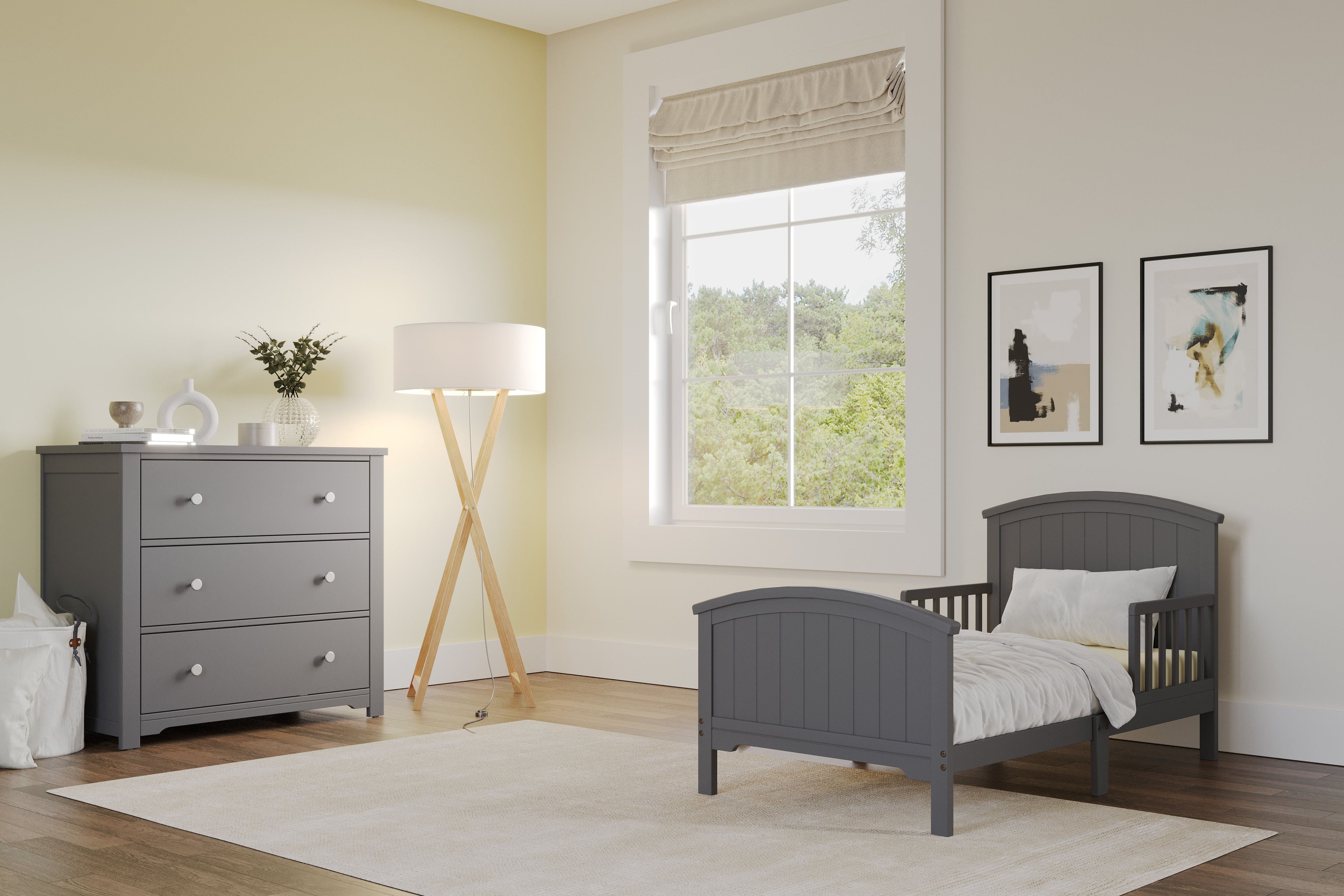 Harmony 3-Drawer Dresser With Changing Table Topper, Cool Gray