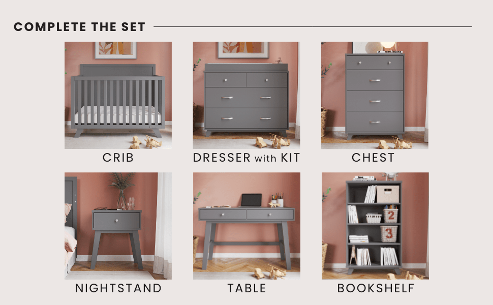 Soho 4-in-1 Flat Top Convertible Crib, Cool Gray