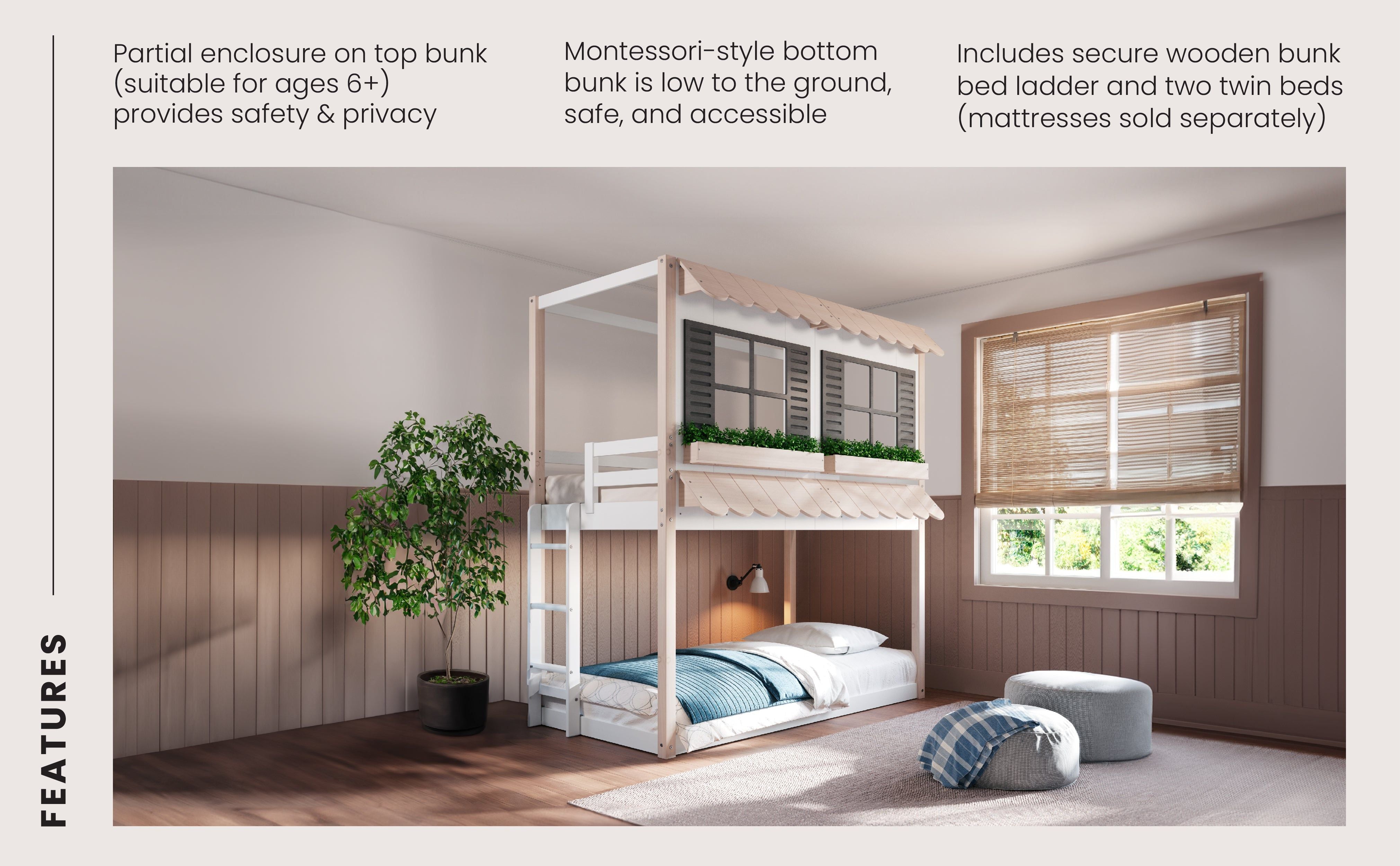 Garden Cottage Twin Over Twin Bunk Bed