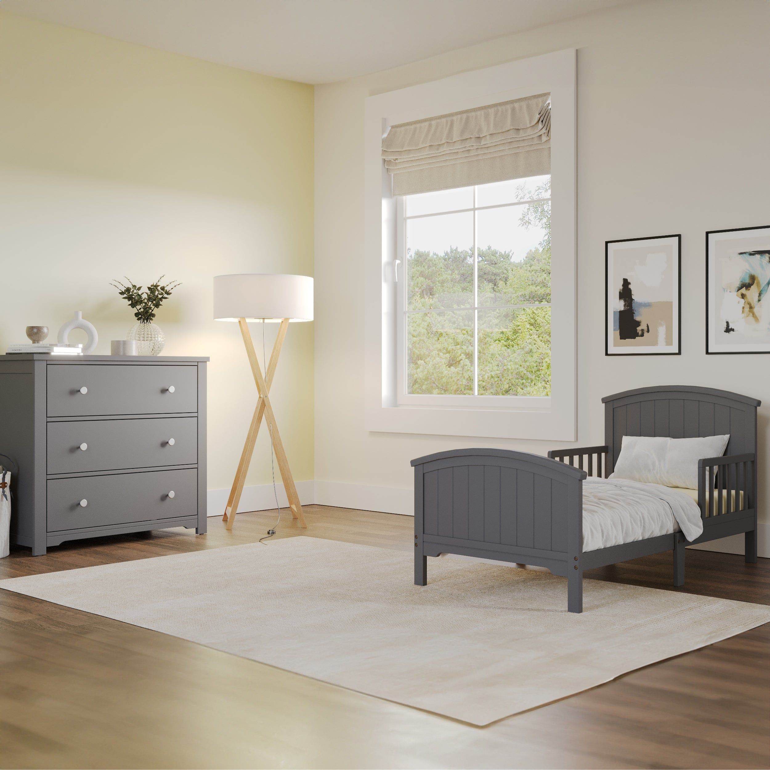 Harmony 3-Drawer Dresser With Changing Table Topper, Cool Gray