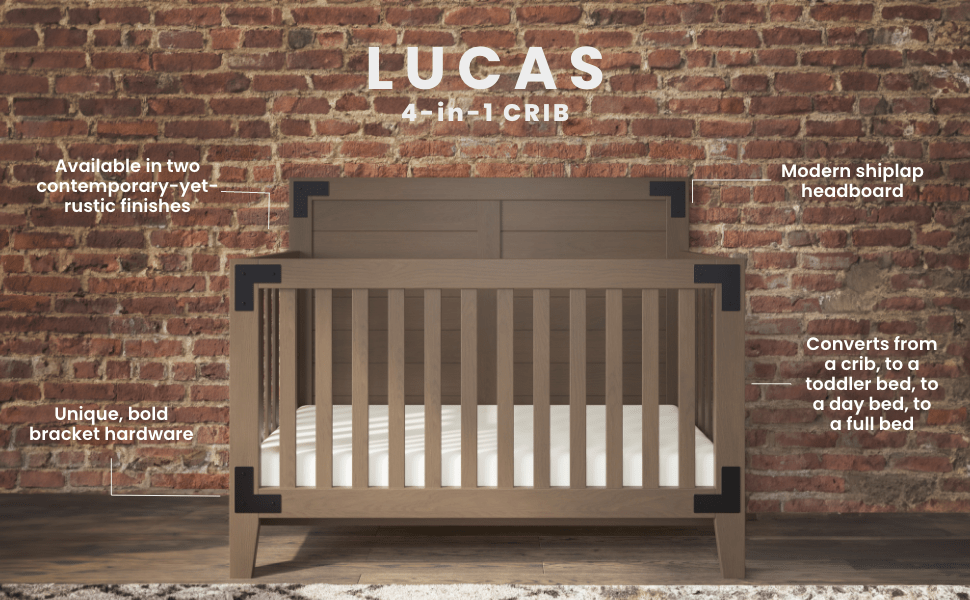 Lucas 4-in-1 Convertible Crib, Dusty Heather