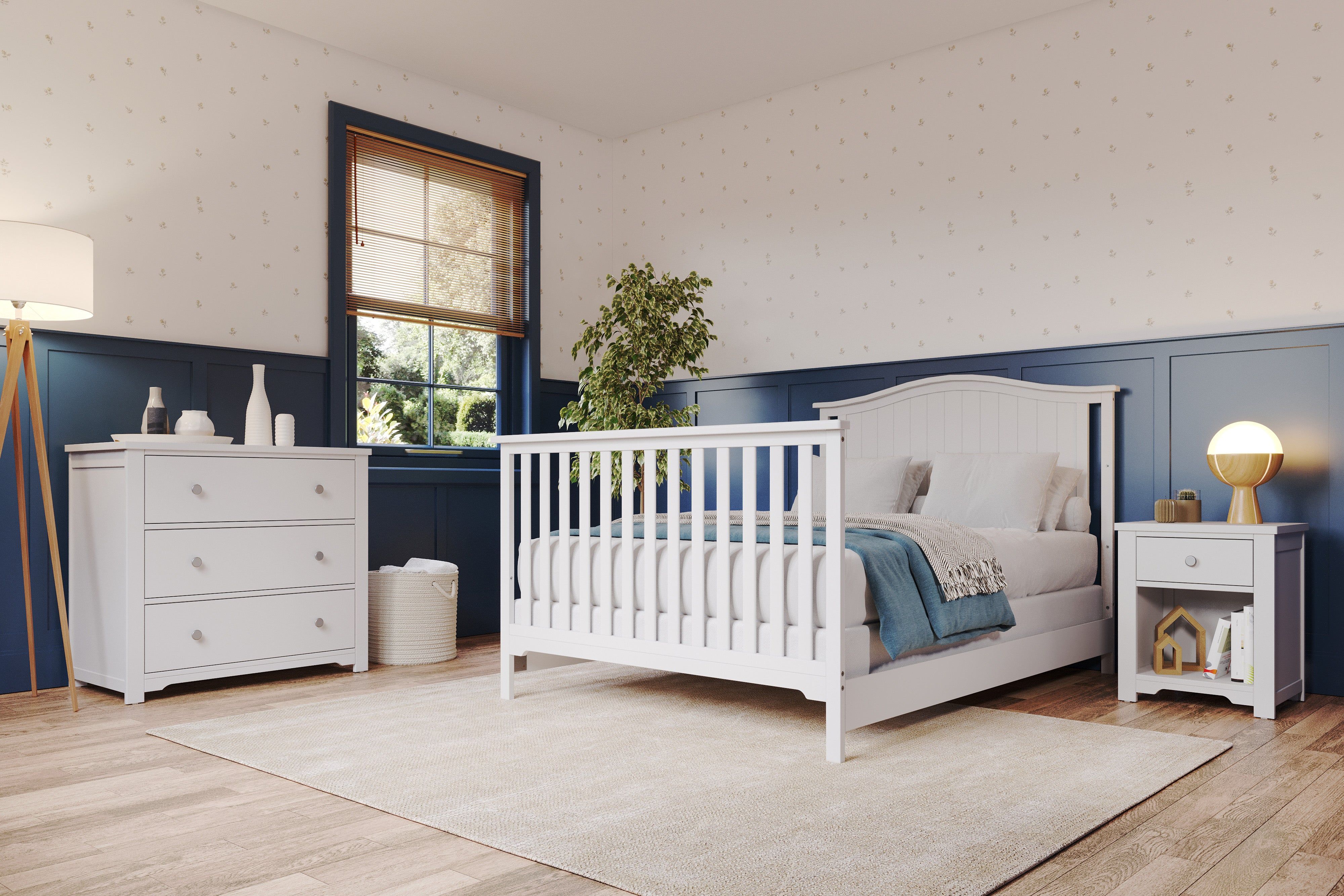 Hampton Arch Top 4-in-1 Convertible Crib, Matte White